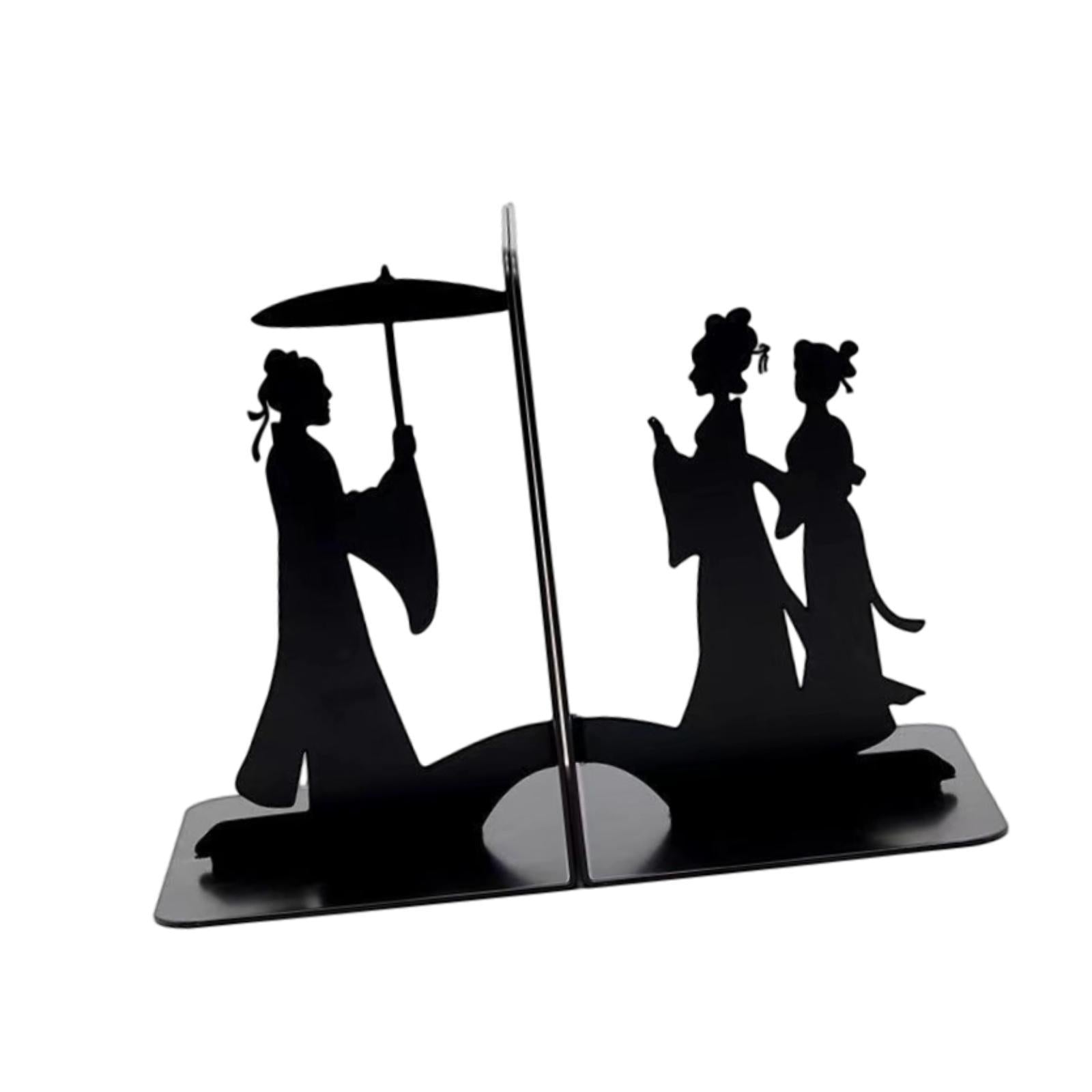 Metal Bookends Decorative Books Desktop Organizer for Office Bookcase School Three people