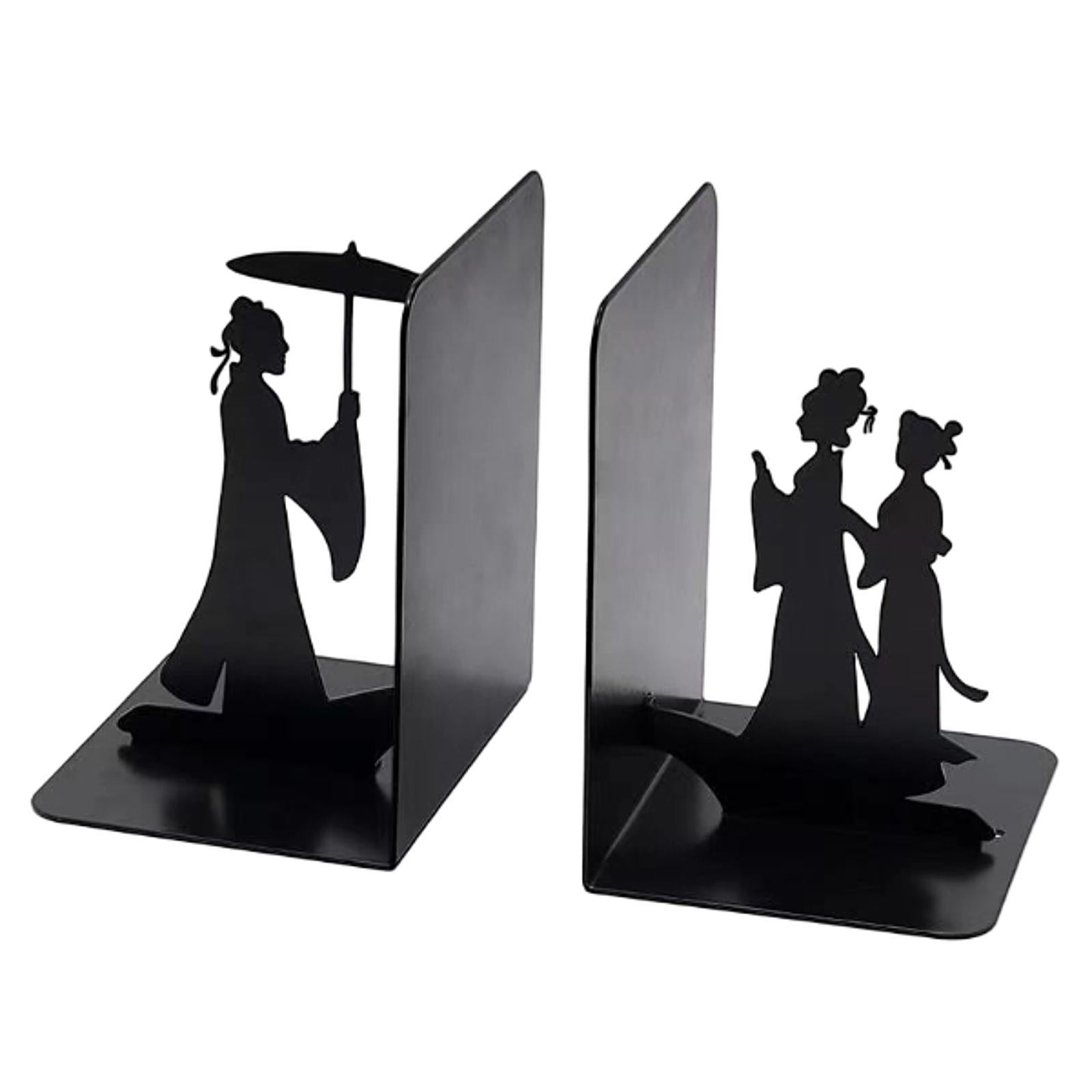 Metal Bookends Decorative Books Desktop Organizer for Office Bookcase School Three people