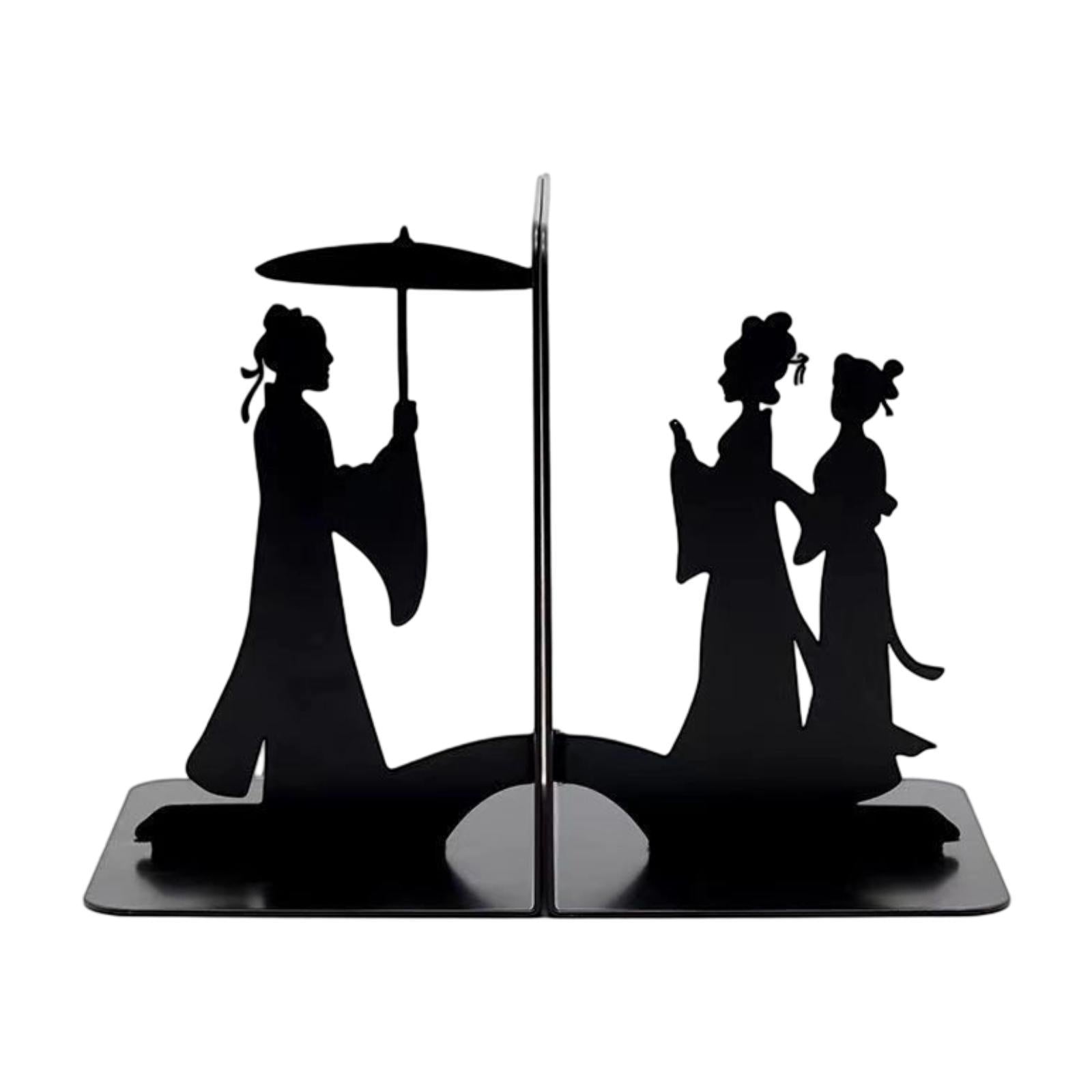 Metal Bookends Decorative Books Desktop Organizer for Office Bookcase School Three people
