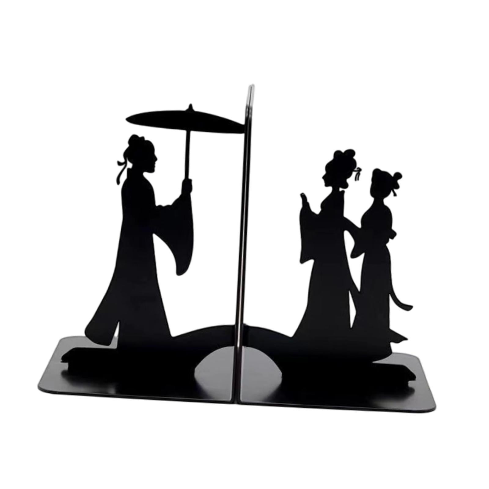 Metal Bookends Decorative Books Desktop Organizer for Office Bookcase School Three people