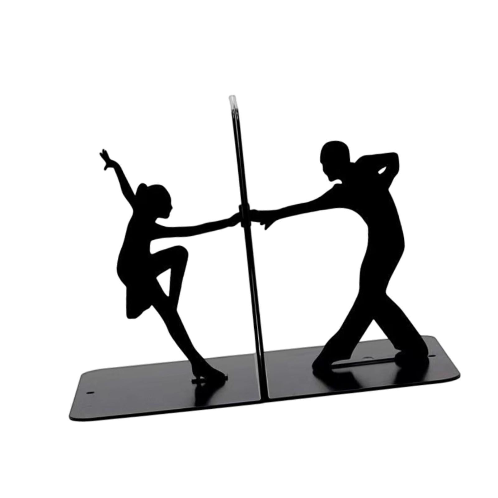Metal Bookends Decorative Books Desktop Organizer for Office Bookcase School Two people