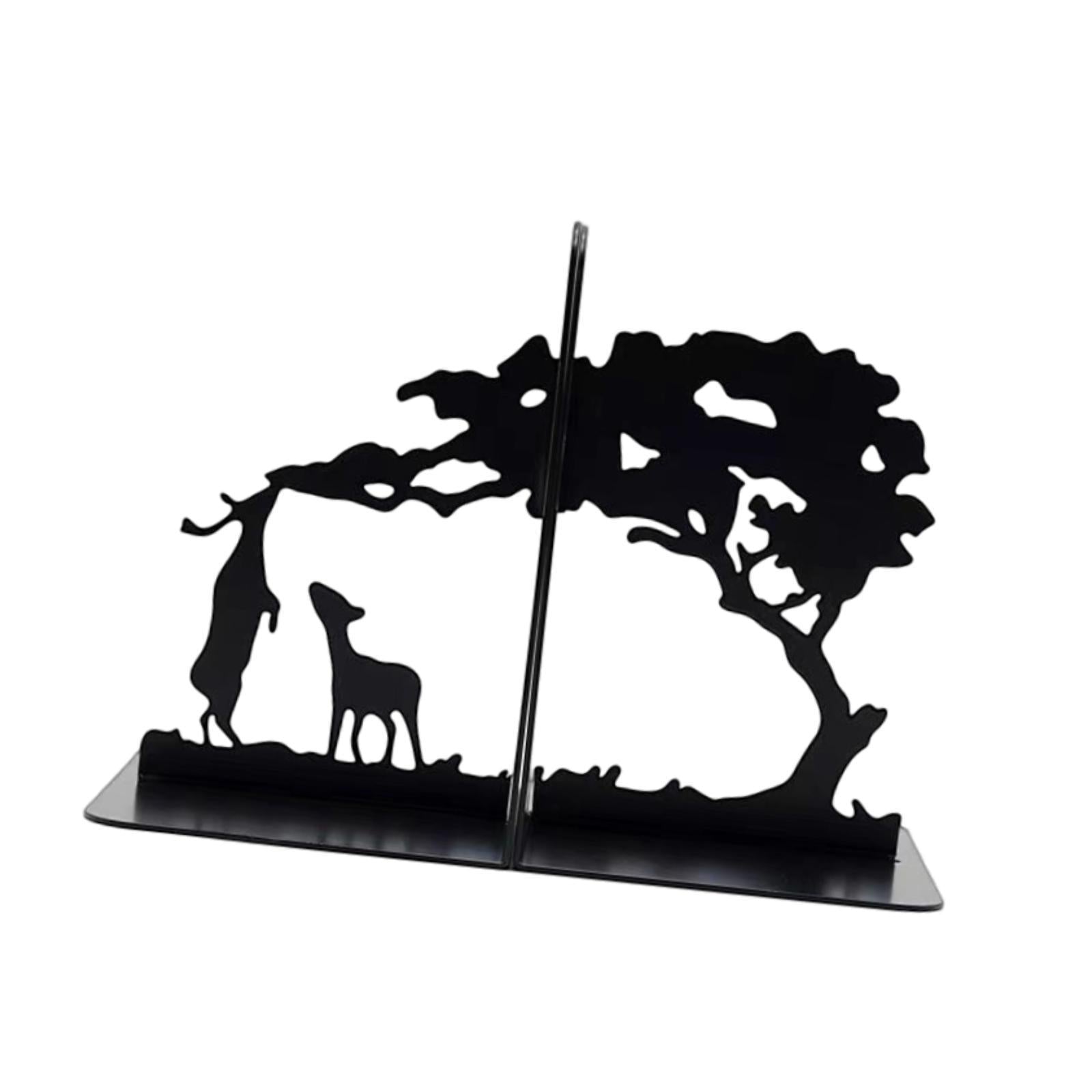 Metal Bookends Decorative Books Desktop Organizer for Office Bookcase School Two Deers