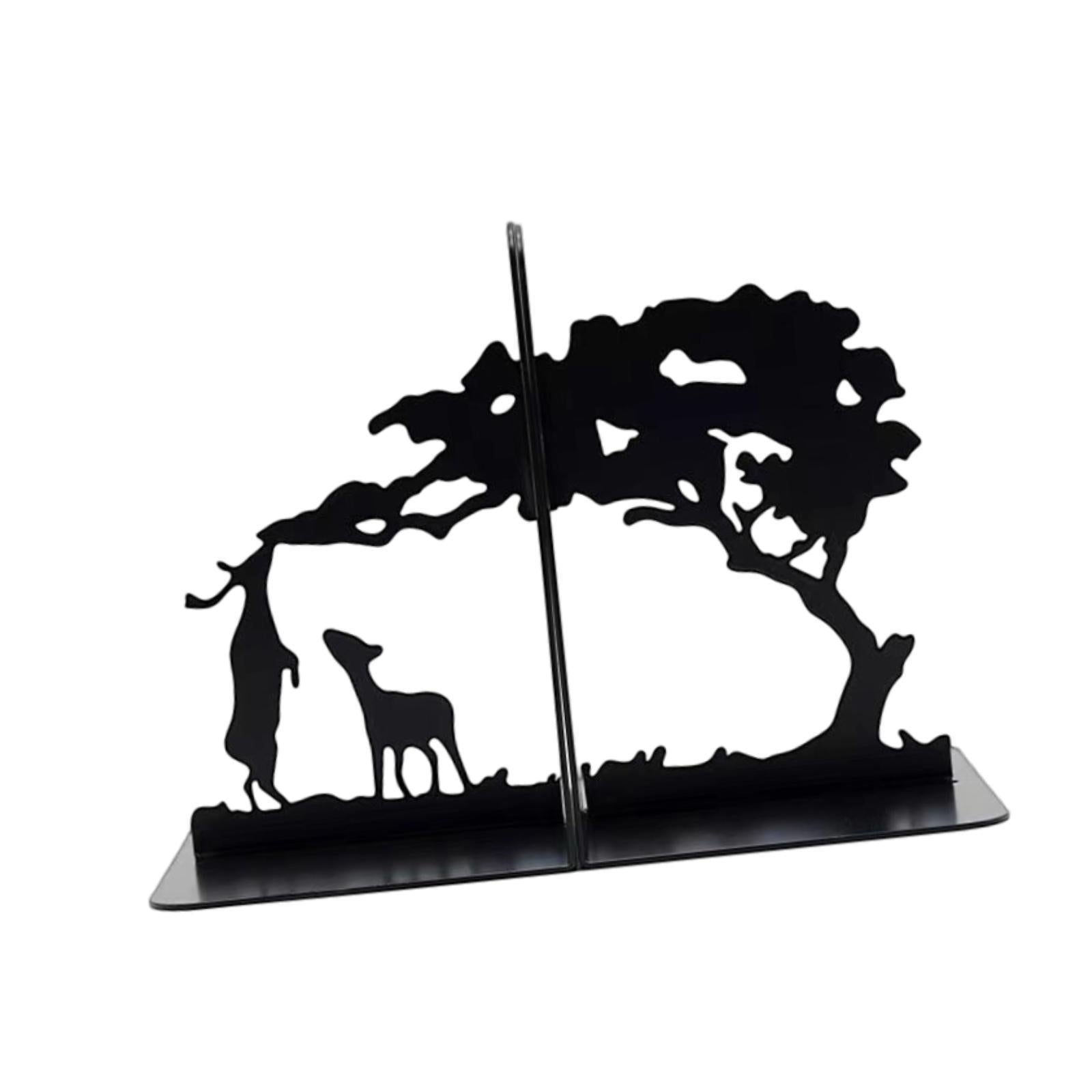 Metal Bookends Decorative Books Desktop Organizer for Office Bookcase School Two Deers