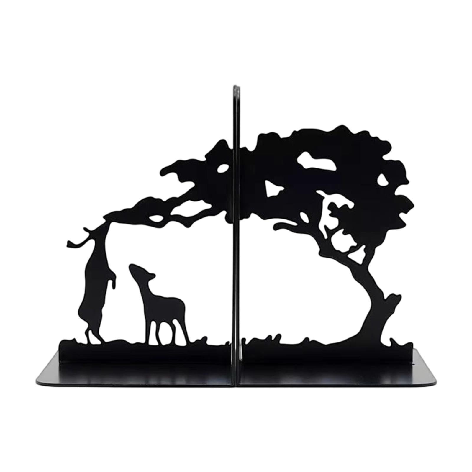 Metal Bookends Decorative Books Desktop Organizer for Office Bookcase School Two Deers