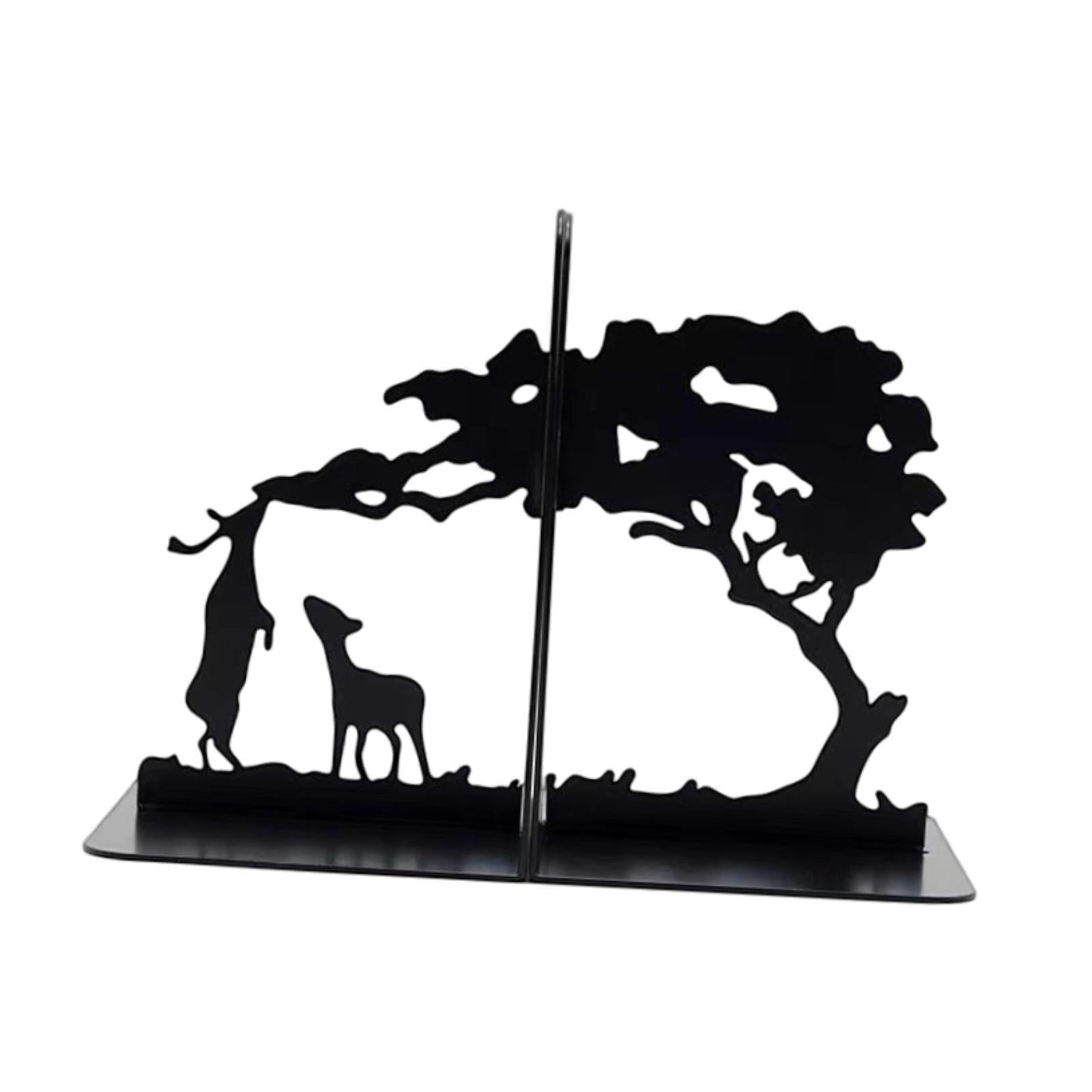 Metal Bookends Decorative Books Desktop Organizer for Office Bookcase School Two Deers