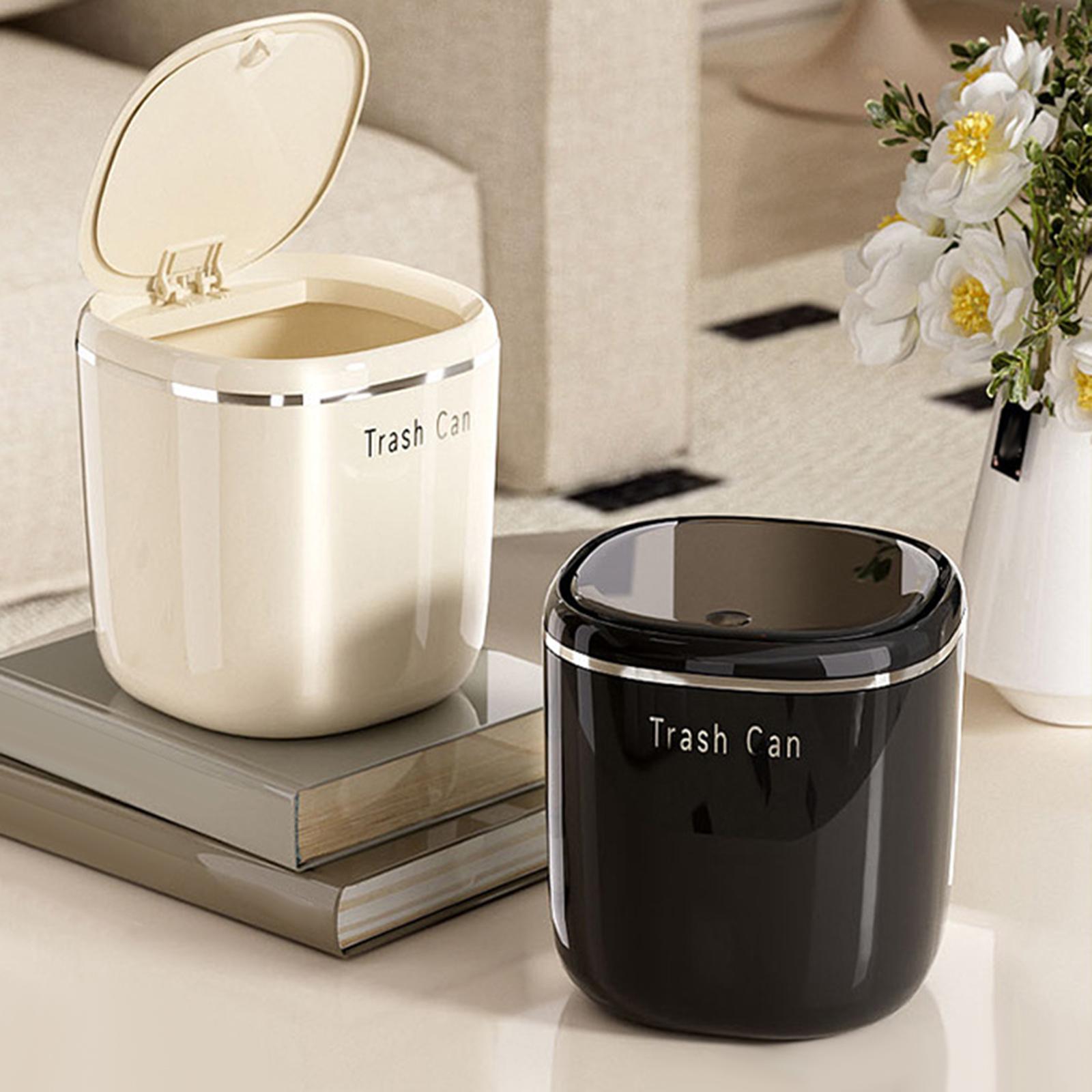 Small Trash Can Stylish Convenient Counter Waste Basket for Home Car Kitchen White