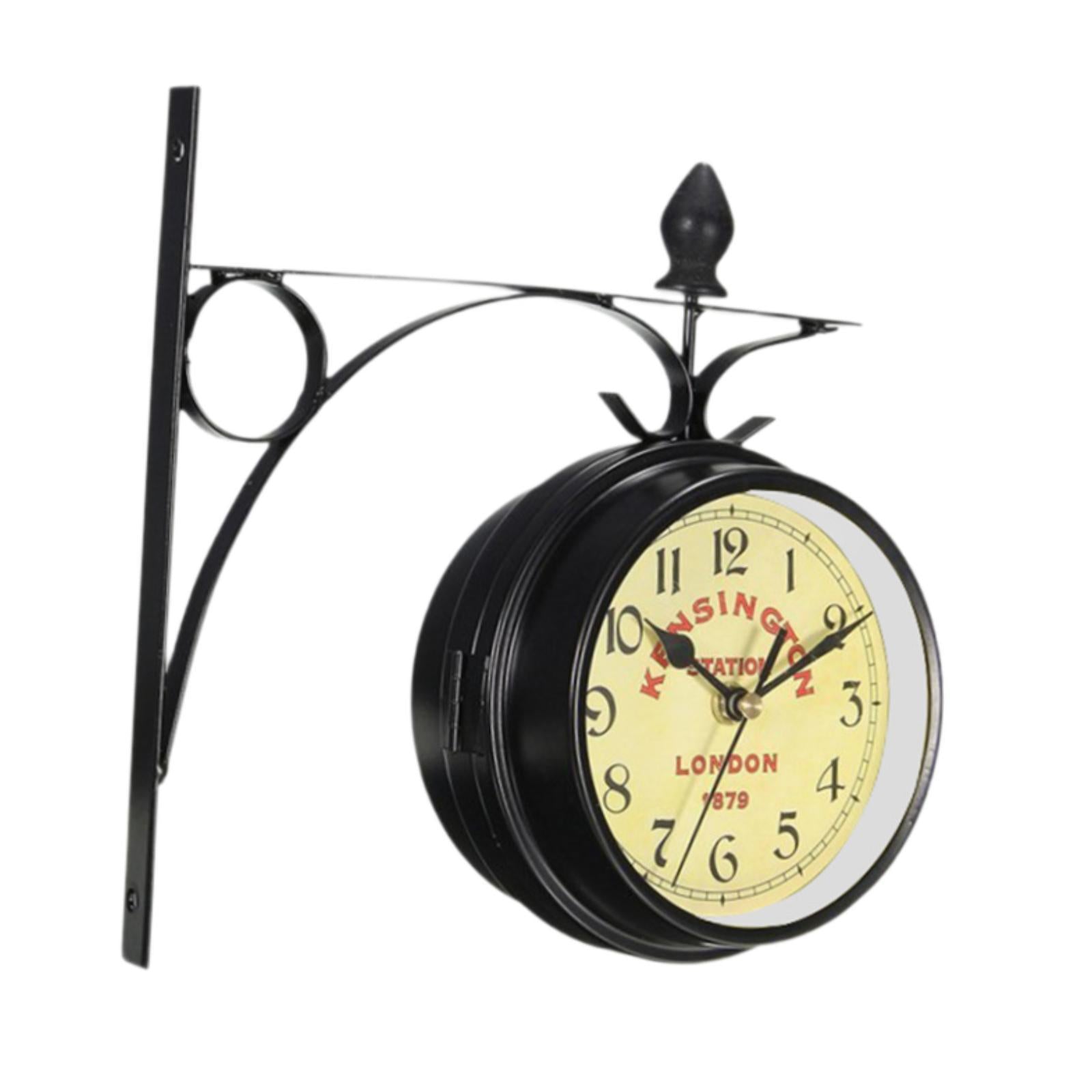 Double Faced Station Clock European Wall Clock for Patio Outdoor Garden