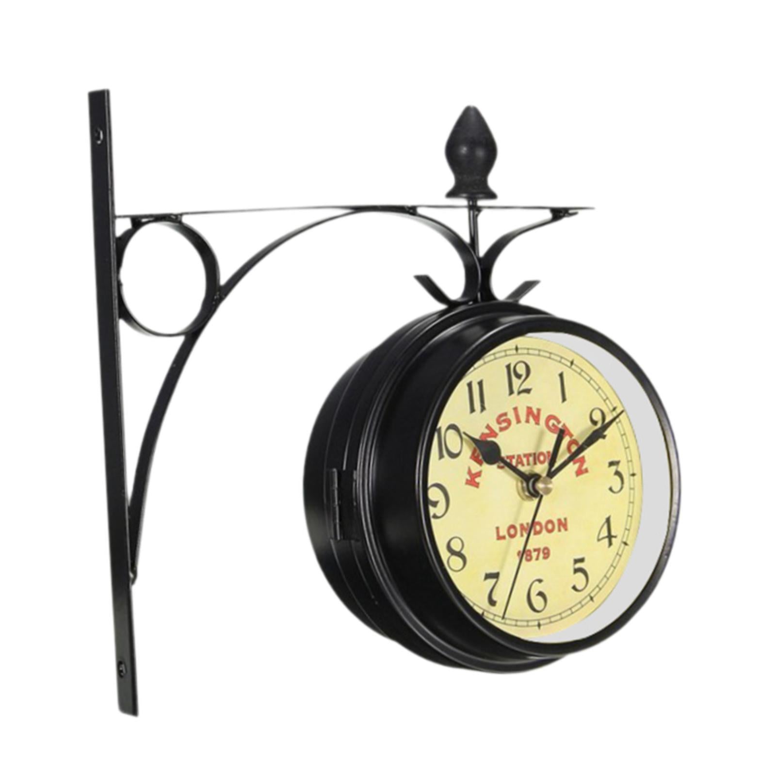 Double Faced Station Clock European Wall Clock for Patio Outdoor Garden