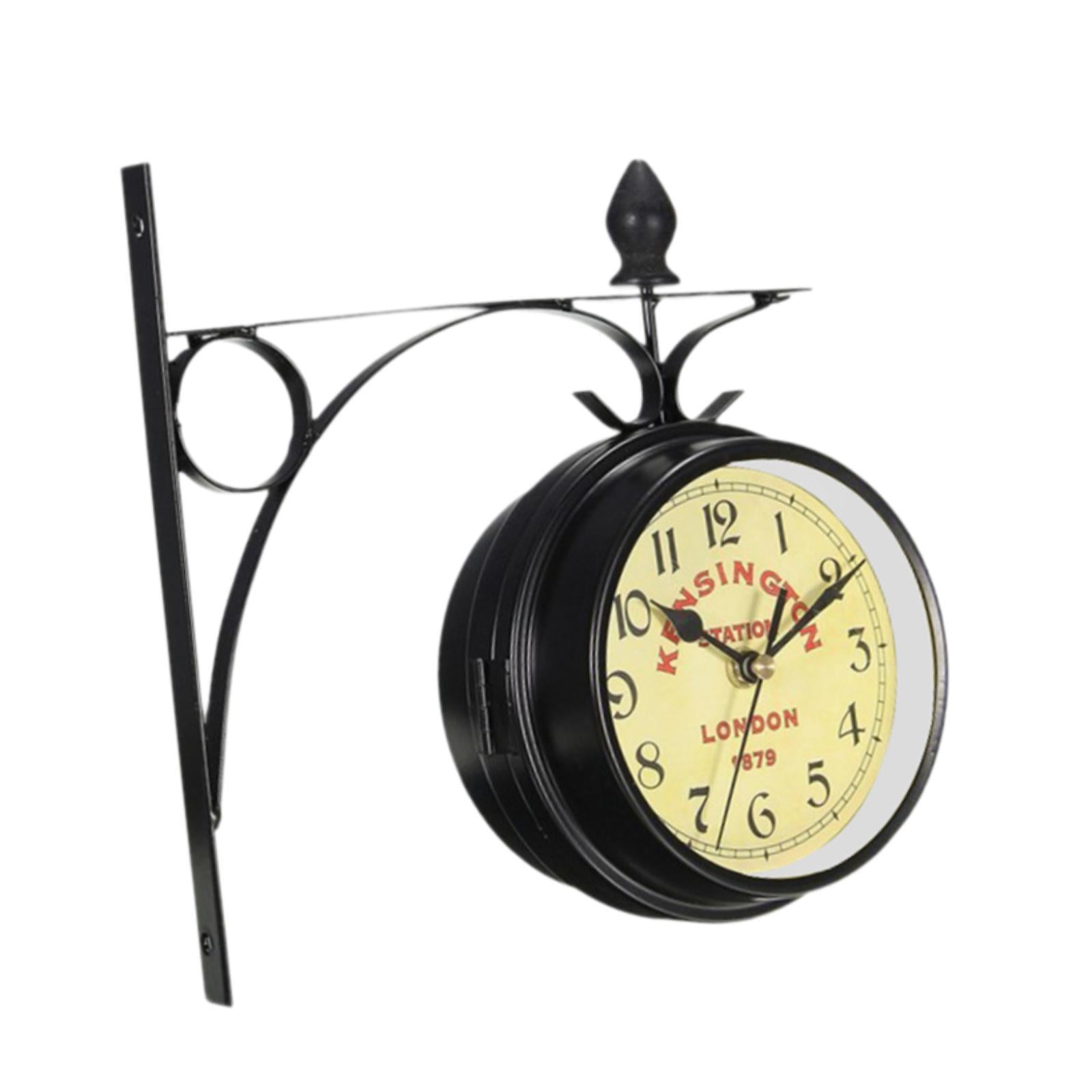 Double Faced Station Clock European Wall Clock for Patio Outdoor Garden