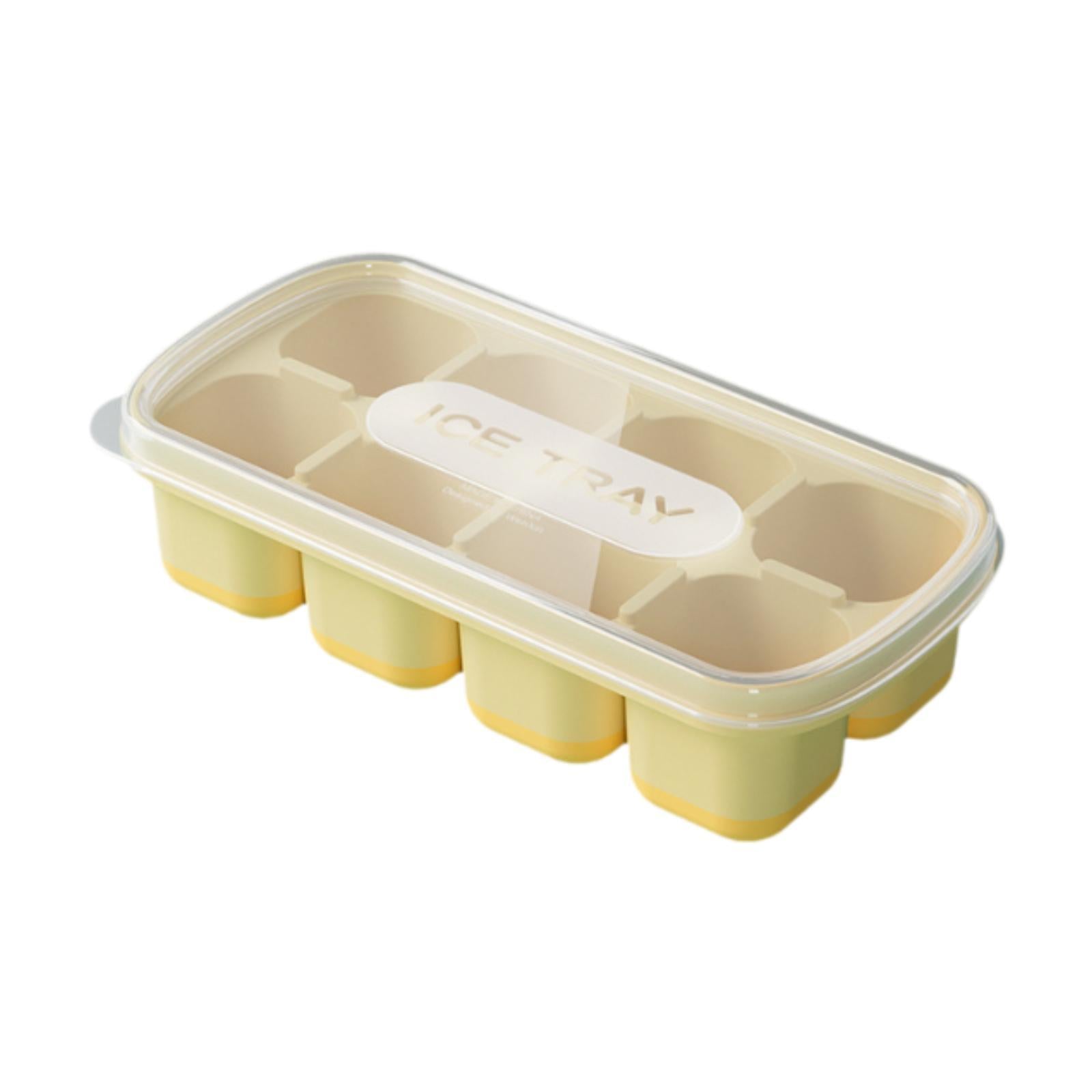 Ice Cube Tray Freezer Ice Cubes Compartment for Juice Summer Beverage Coffee Yellow