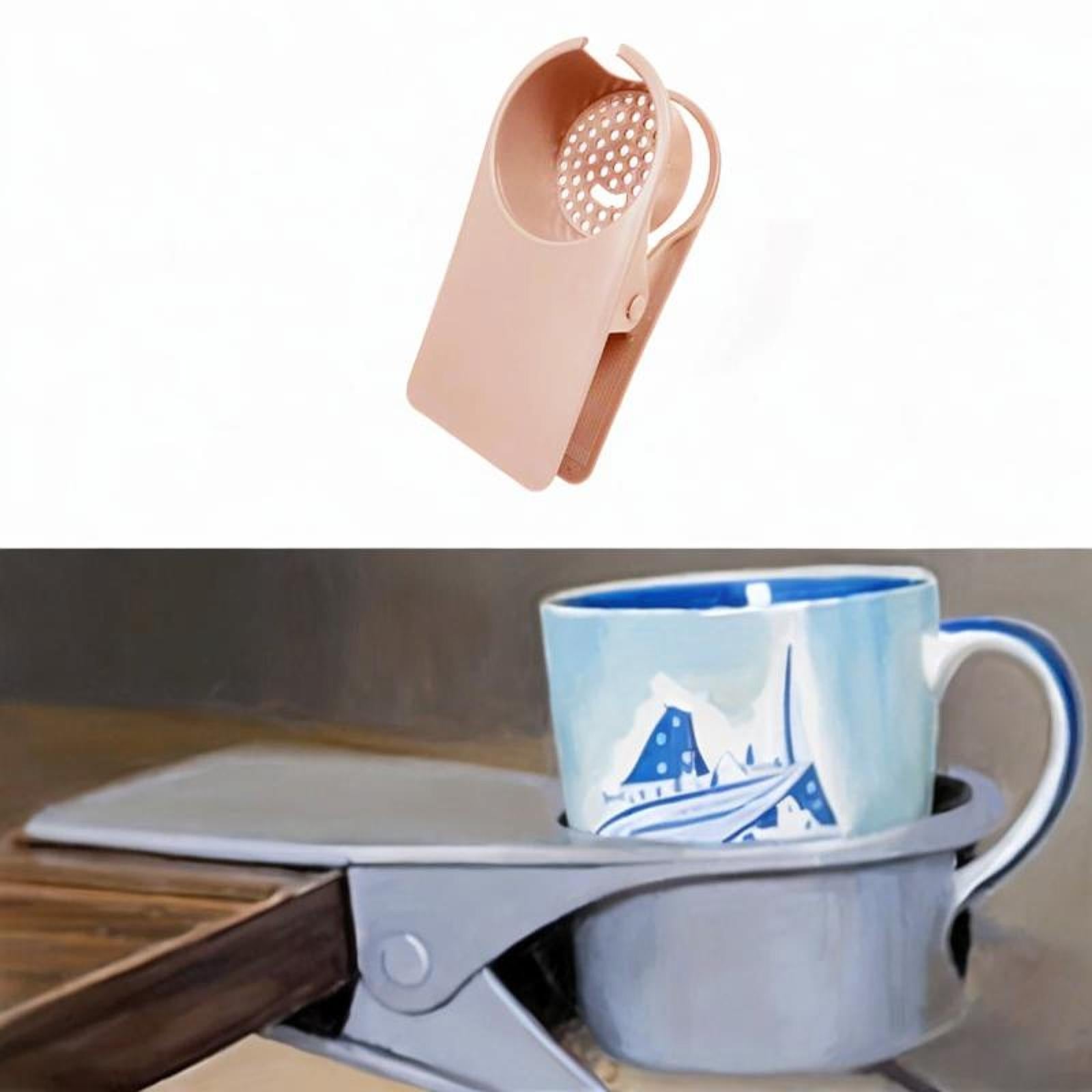 Desk Cup Holder Clip Convenient Table Cup Holder for Gaming Desk Home Office Pink
