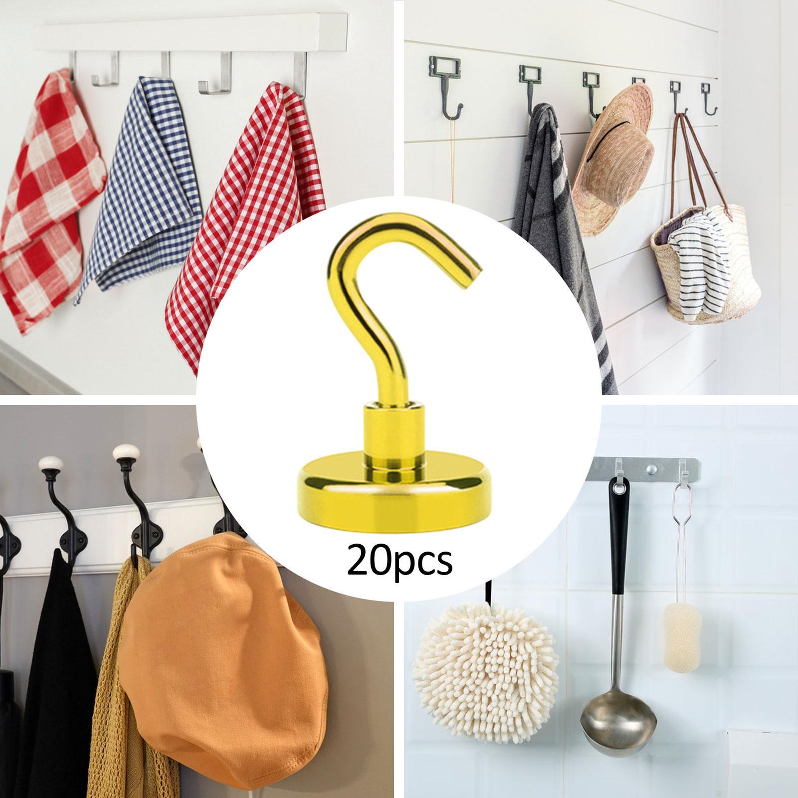 20 Pieces Magnetic Hooks Strong Hooks for Cabin Walls Beach Classroom Gold