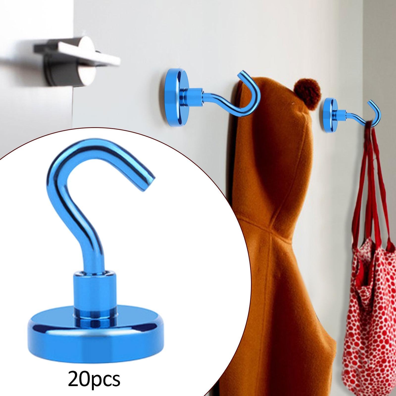 20 Pieces Magnetic Hooks Strong Hooks for Cabin Walls Beach Classroom Blue