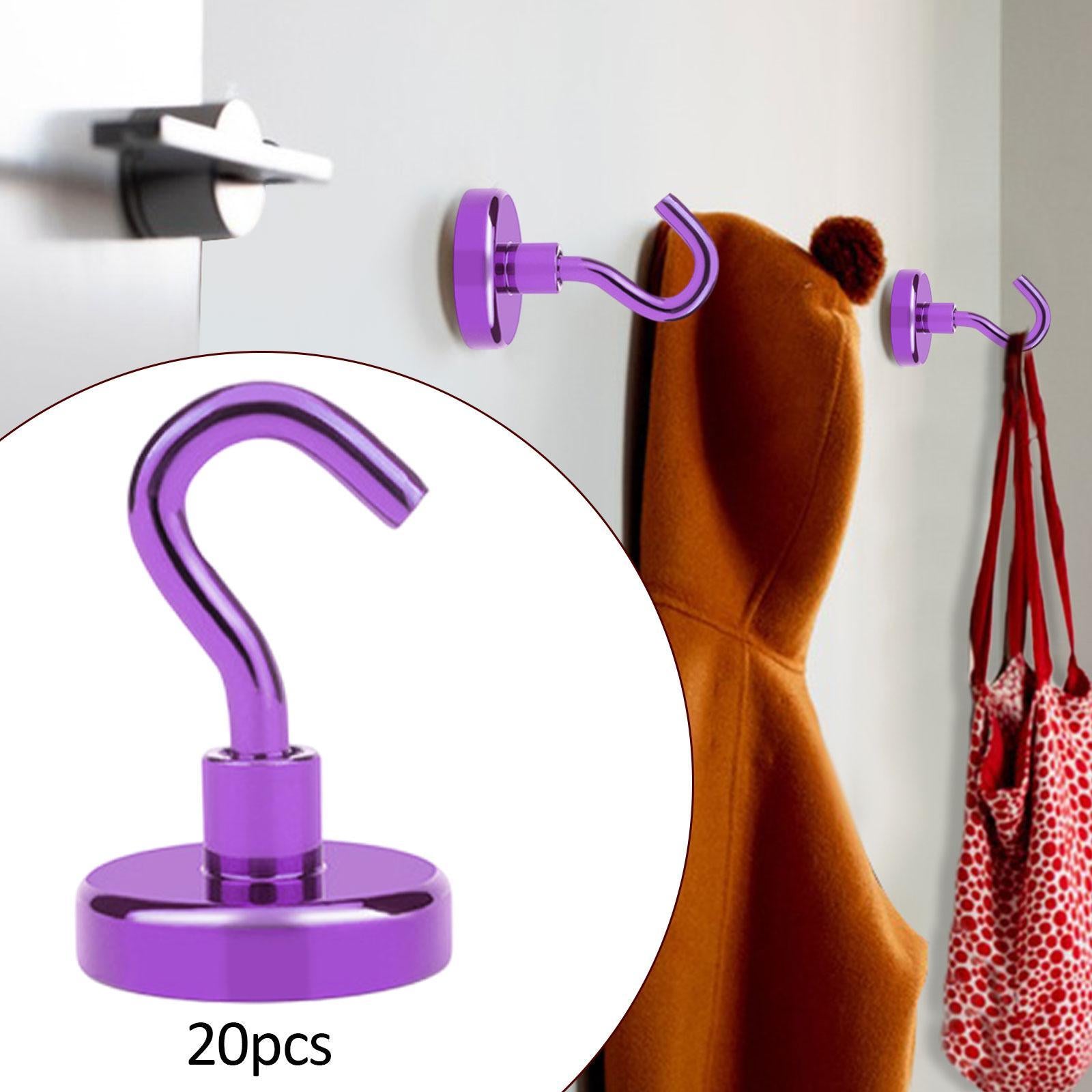 20 Pieces Magnetic Hooks Strong Hooks for Cabin Walls Beach Classroom Purple