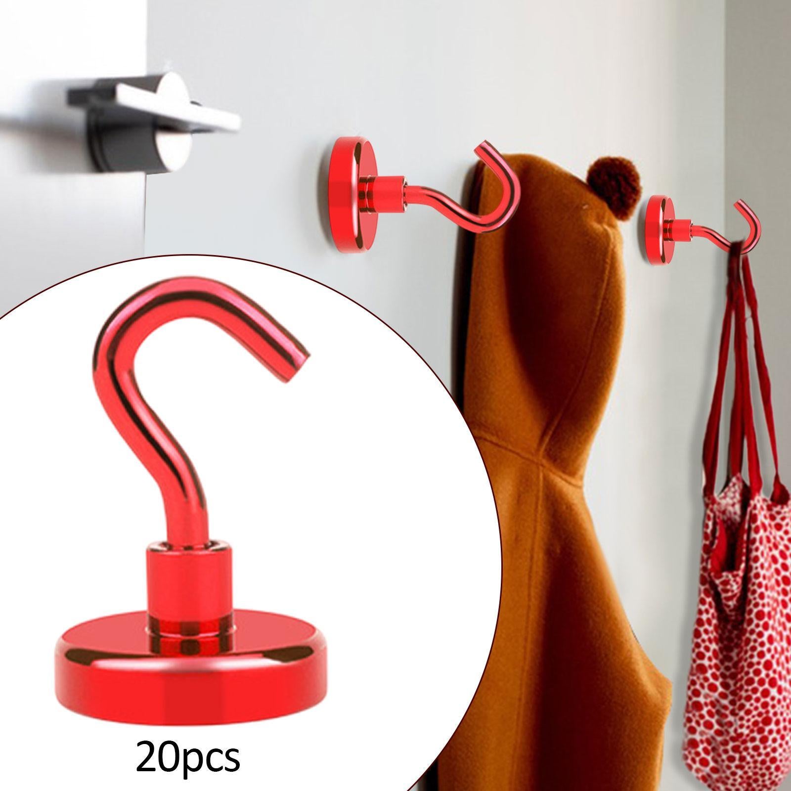 20 Pieces Magnetic Hooks Strong Hooks for Cabin Walls Beach Classroom Red