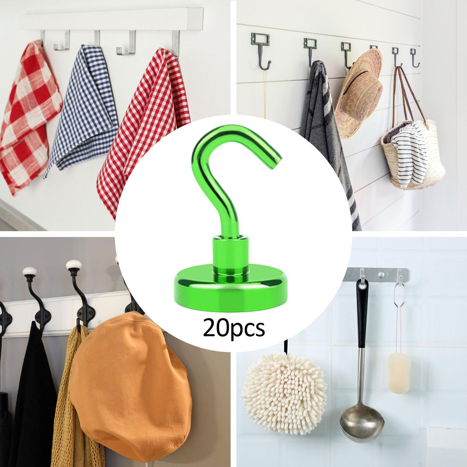 20 Pieces Magnetic Hooks Strong Hooks for Cabin Walls Beach Classroom Green