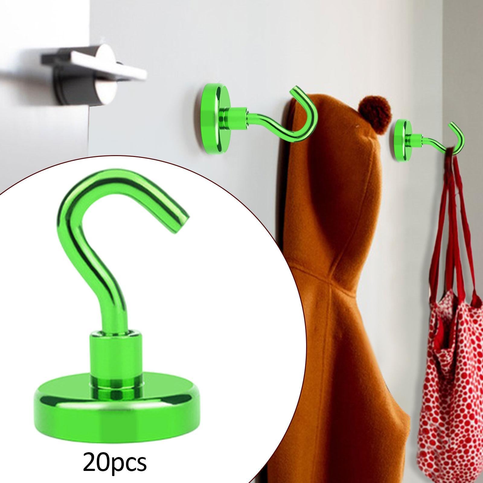 20 Pieces Magnetic Hooks Strong Hooks for Cabin Walls Beach Classroom Green