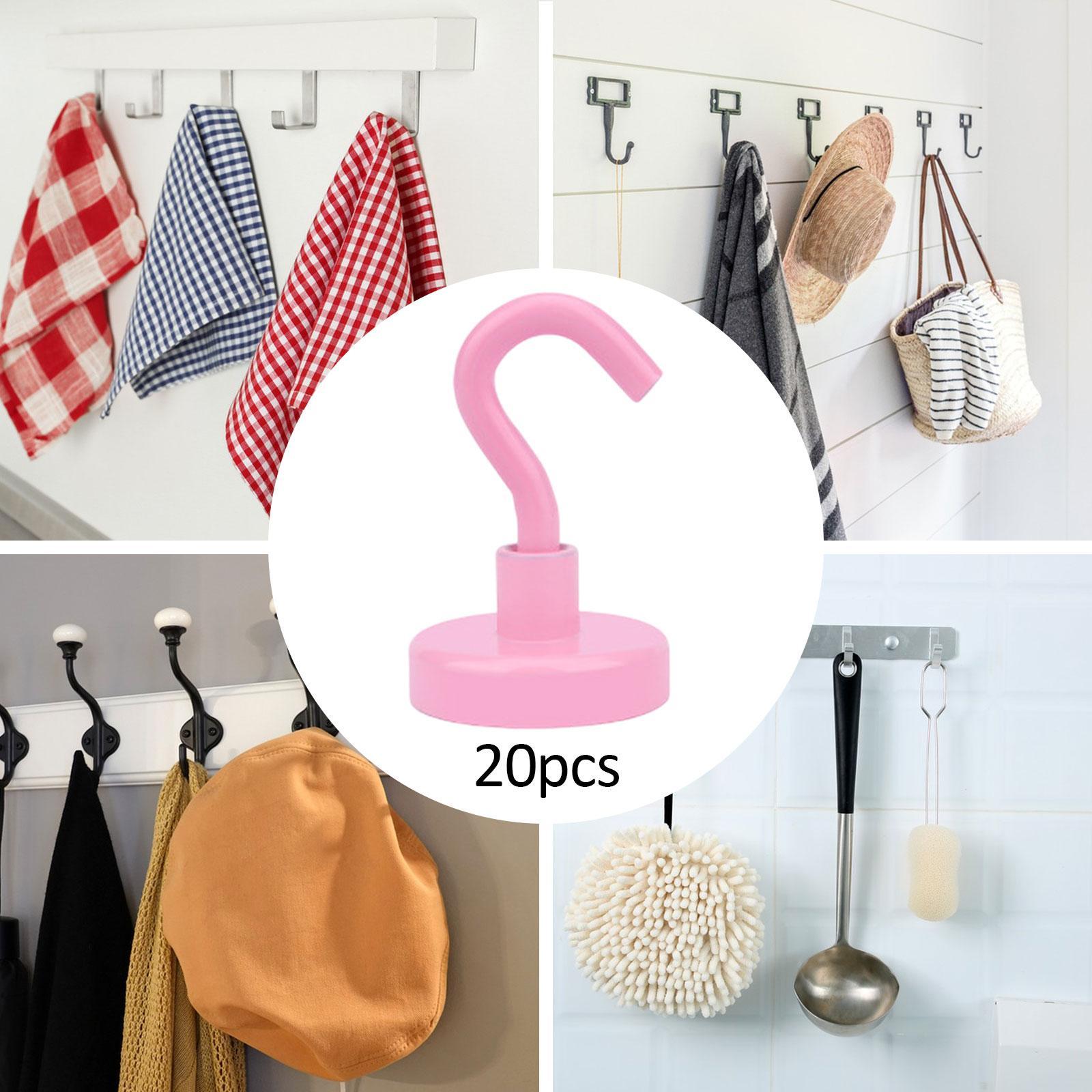 20 Pieces Magnetic Hooks Strong Hooks for Cabin Walls Beach Classroom Pink