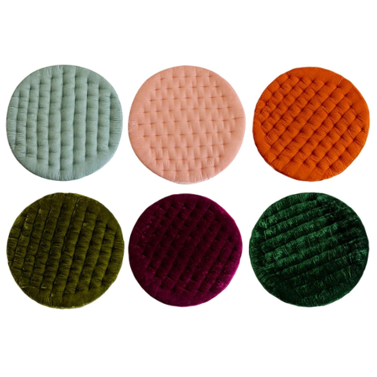 Round Chair Seat Cushion Floor Pouf Decoration for Garden Indoor Living Room Blue