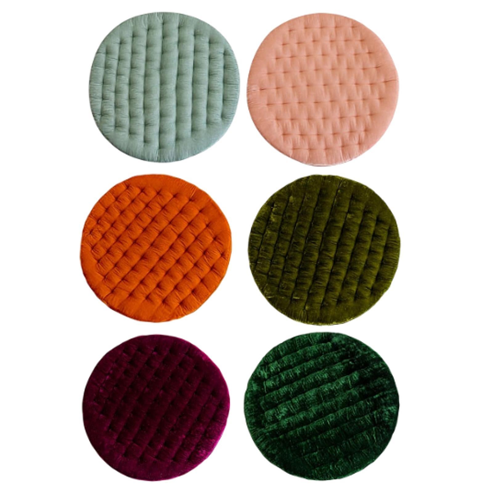 Round Chair Seat Cushion Floor Pouf Decoration for Garden Indoor Living Room Blue
