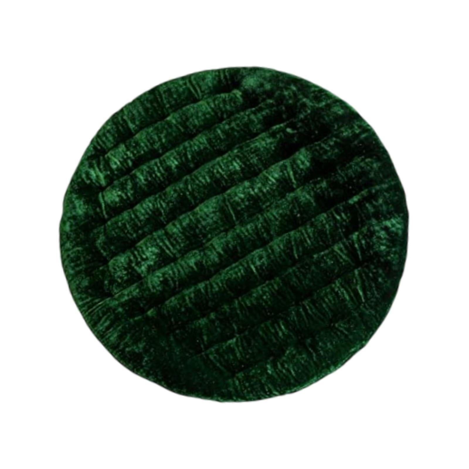 Round Chair Seat Cushion Floor Pouf Decoration for Garden Indoor Living Room Dark Green