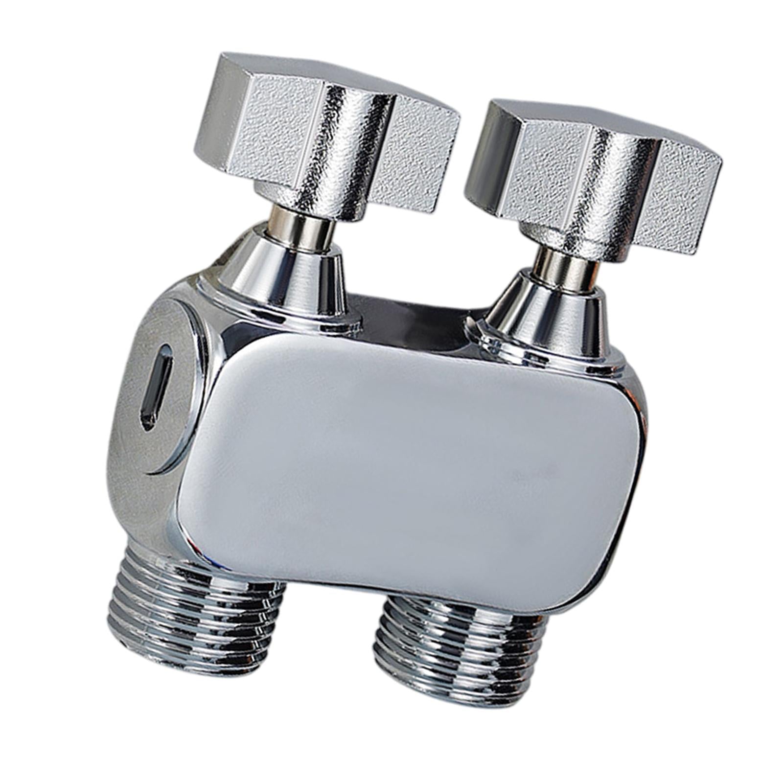 1in 2 out Double Control Valve Multifunctional Independent Switch Accessories Silver