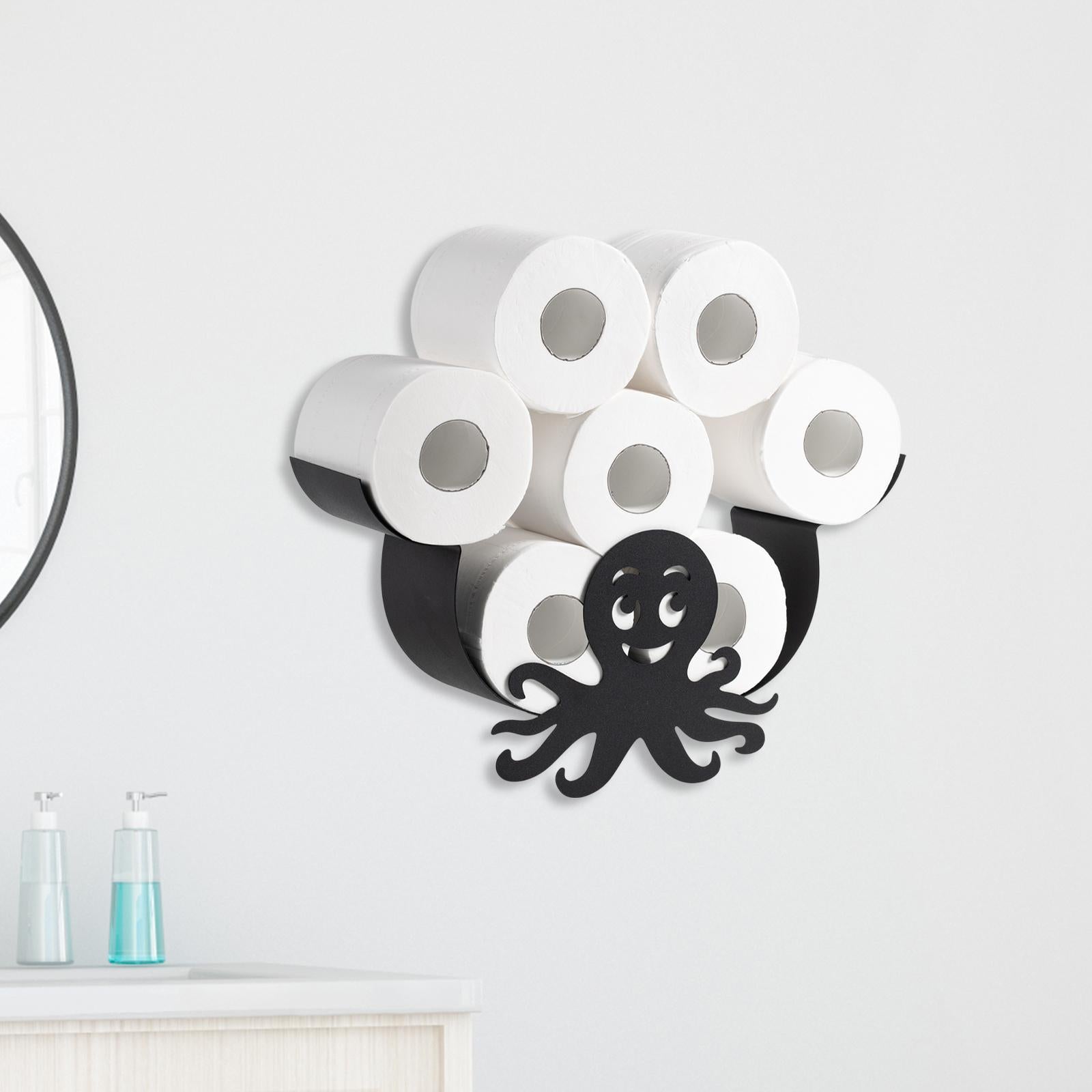 Wall Mounted Octopus Toilet Paper Storage Rack Decorative for Kitchen Sturdy