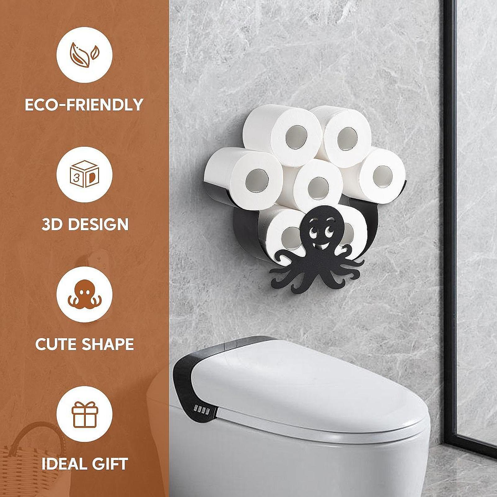 Wall Mounted Octopus Toilet Paper Storage Rack Decorative for Kitchen Sturdy