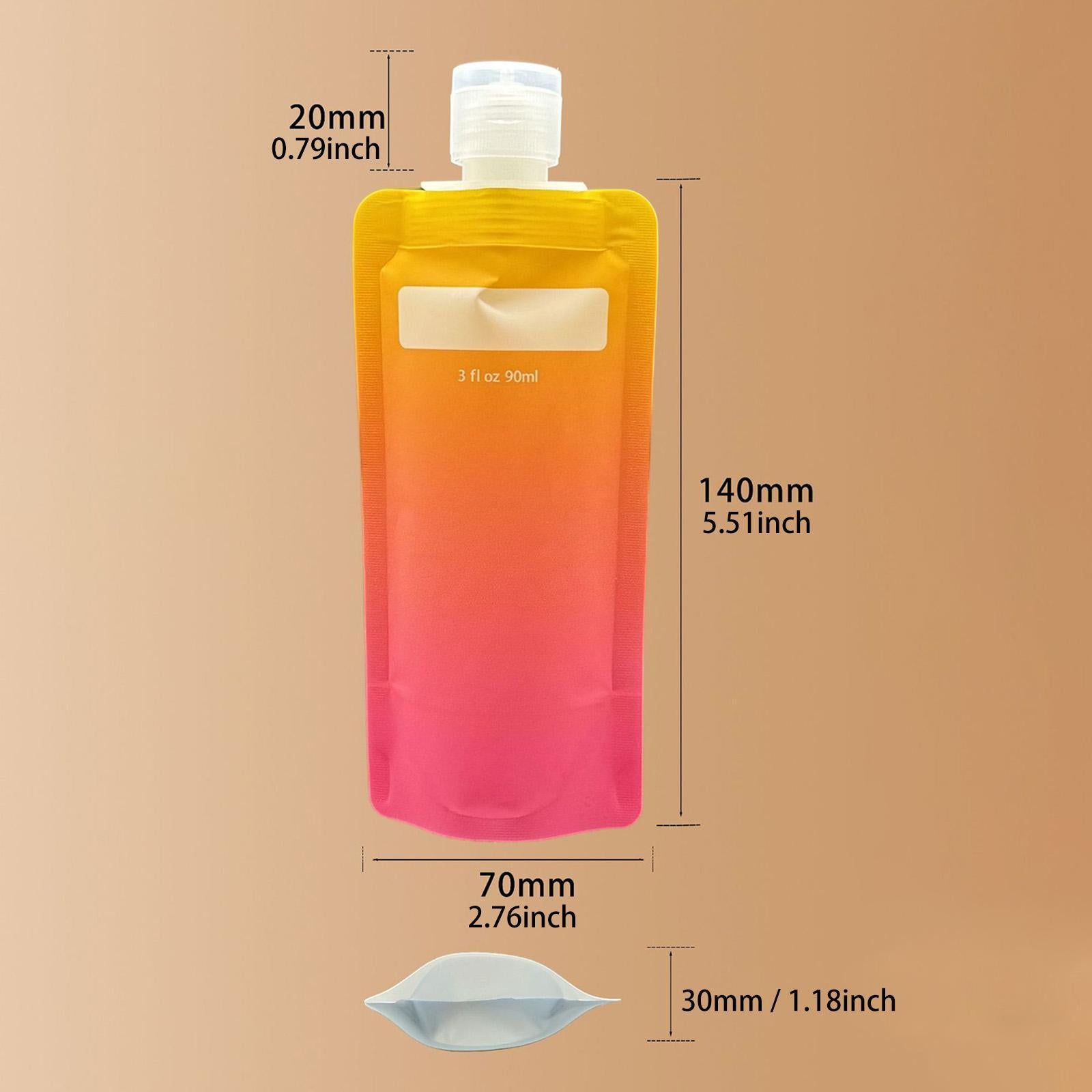 Liquid Packaging Bag 90ml Liquid Container for Shampoo Soap Men Women Orange