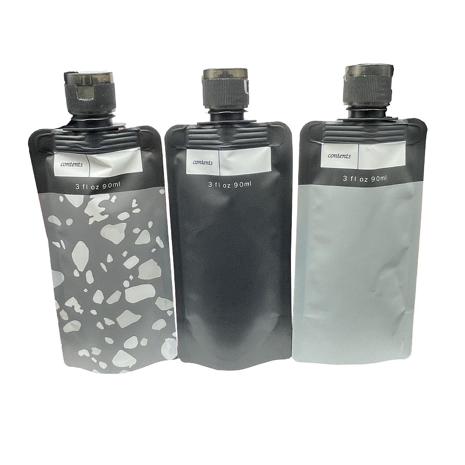 10 Pieces Travel Pouches for Toiletries 3 oz for Body Wash Travel Accessories Black Speckle