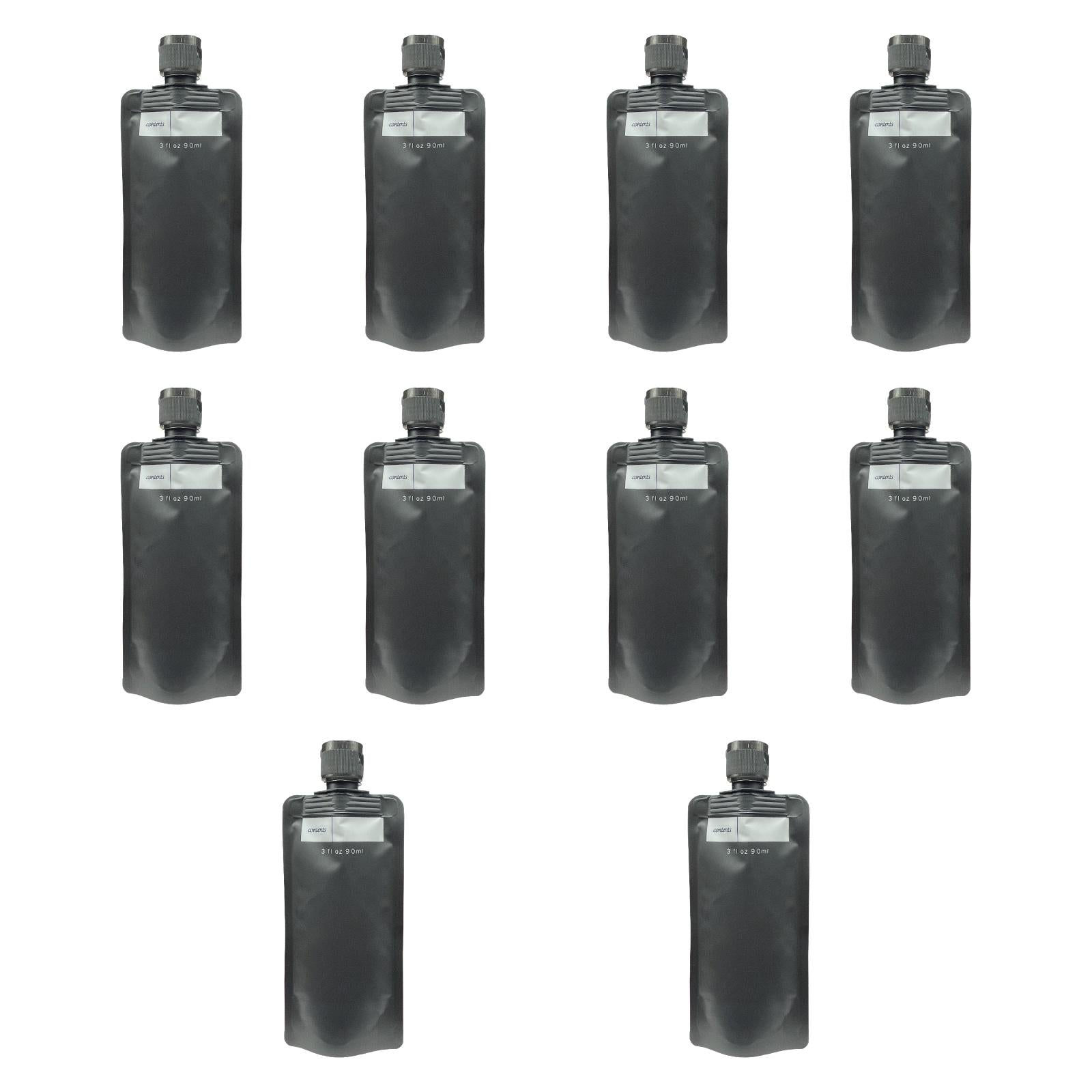 10 Pieces Travel Pouches for Toiletries 3 oz for Body Wash Travel Accessories Black