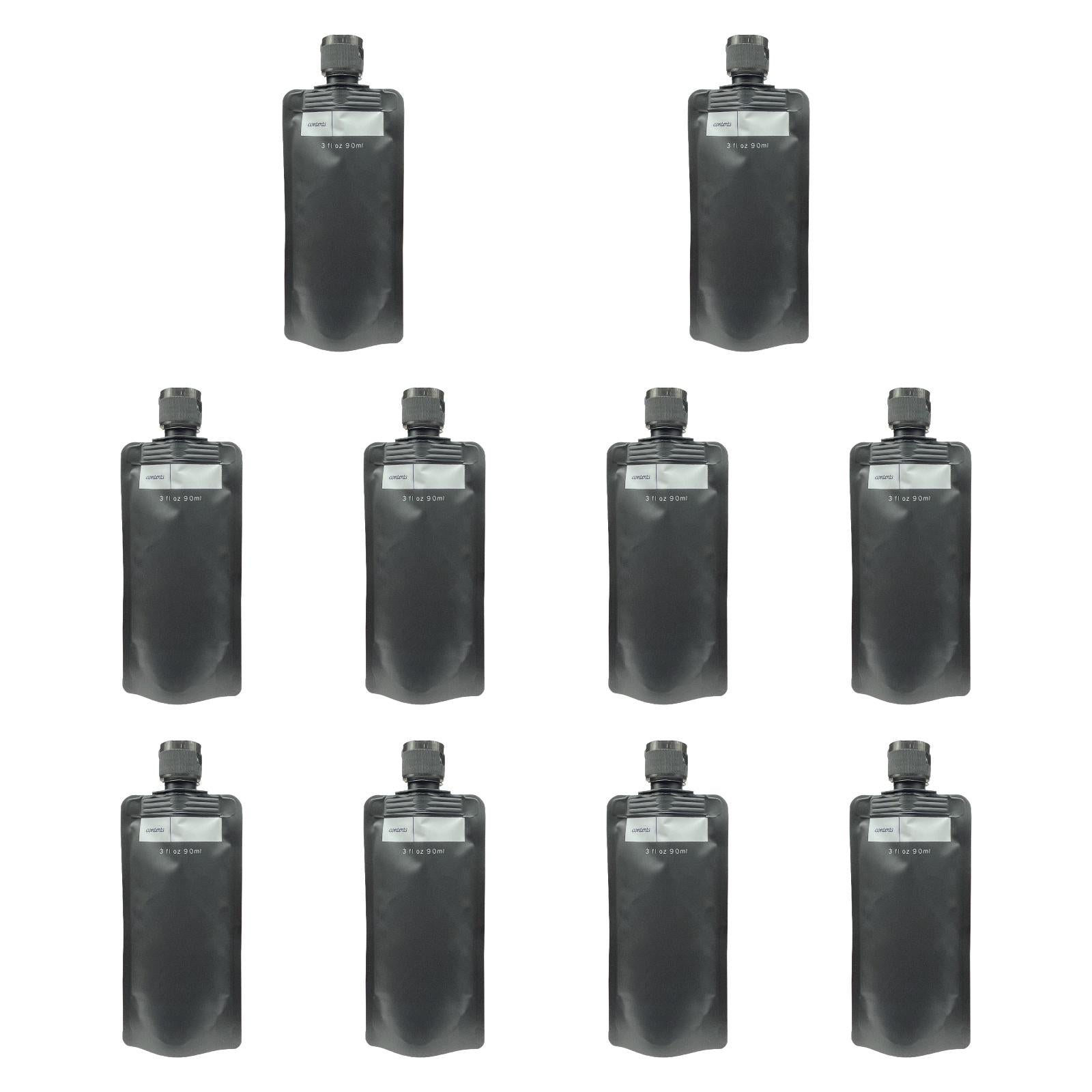 10 Pieces Travel Pouches for Toiletries 3 oz for Body Wash Travel Accessories Black
