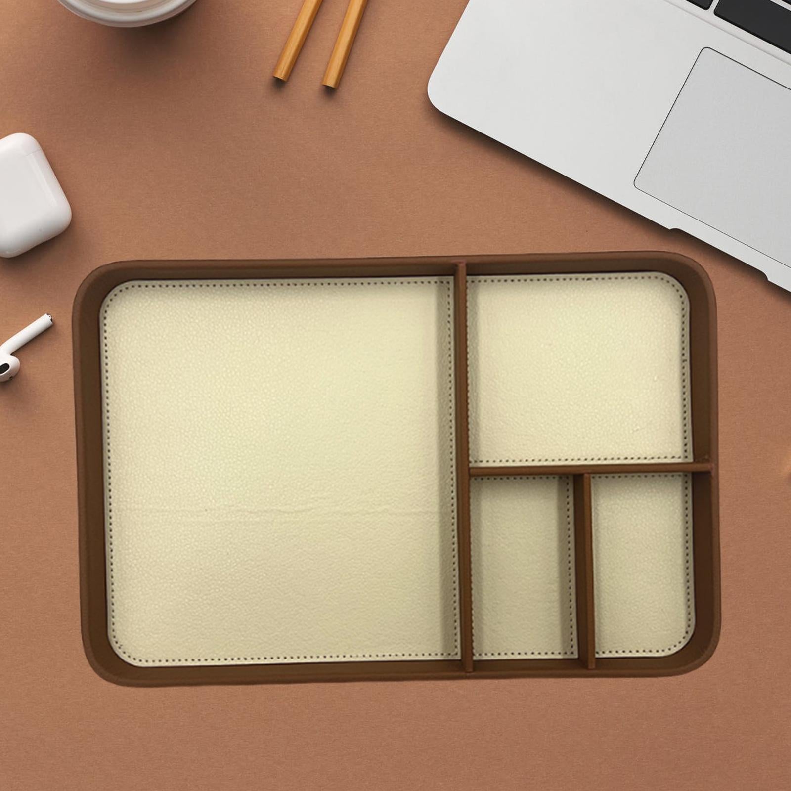 Valet Tray Wear Resistant Stylish NightStand Tray for Phone Jewellery Wallet Brown Beige