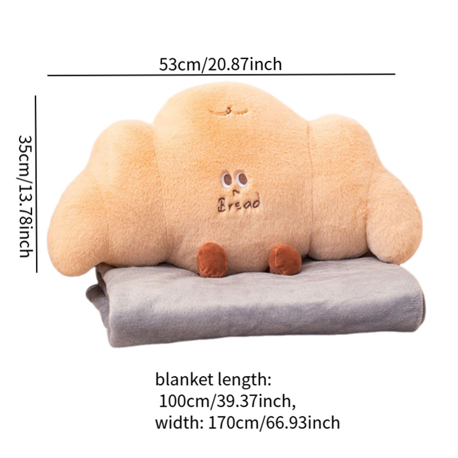 Travel Blanket Pillow Funny Portable Sofa Cushion for Home Women Living Room Croissant
