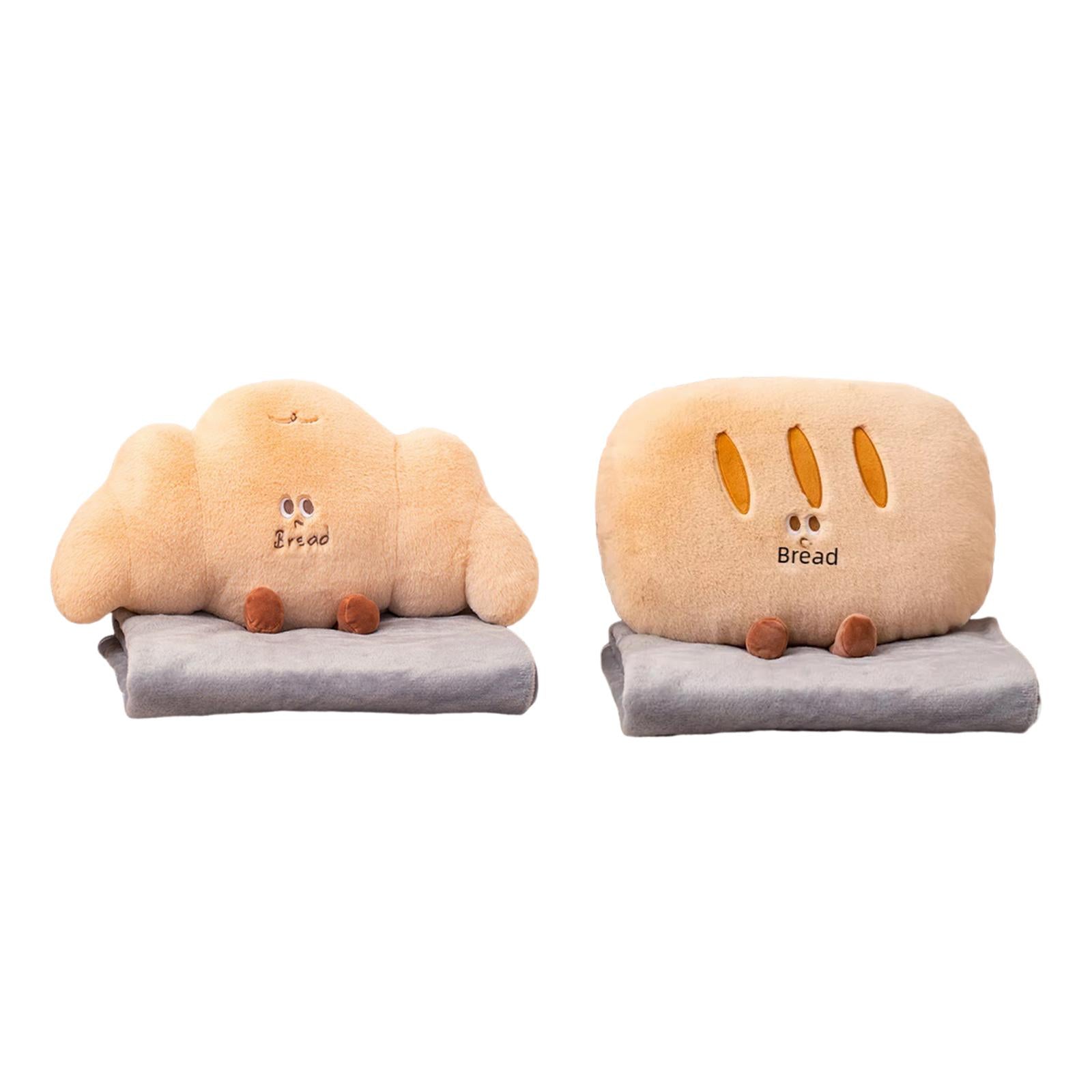 Travel Blanket Pillow Funny Portable Sofa Cushion for Home Women Living Room Croissant