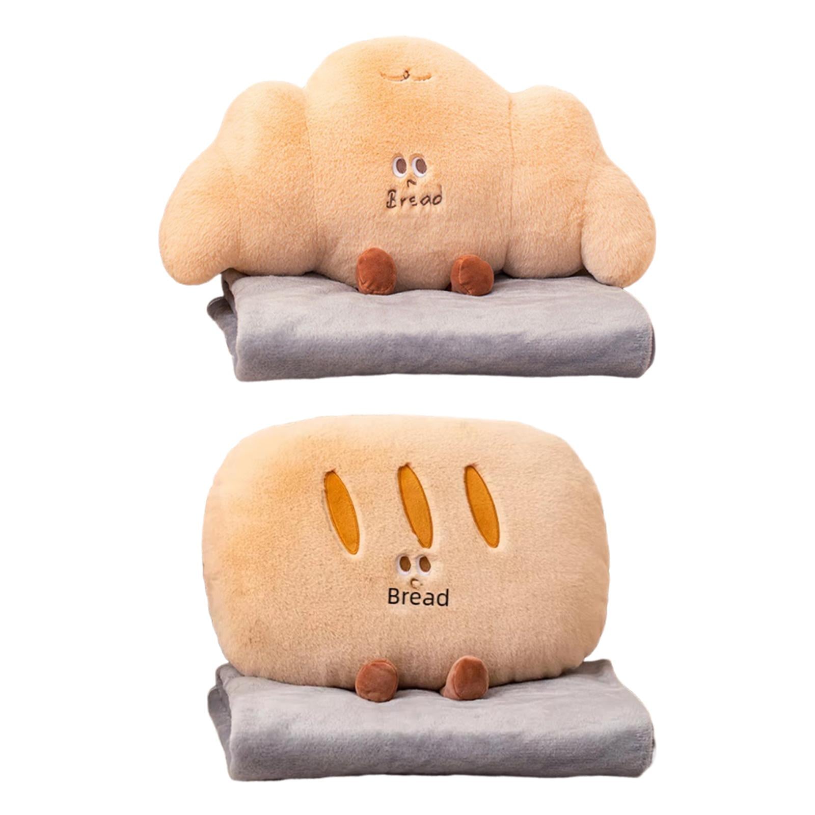 Travel Blanket Pillow Funny Portable Sofa Cushion for Home Women Living Room Croissant