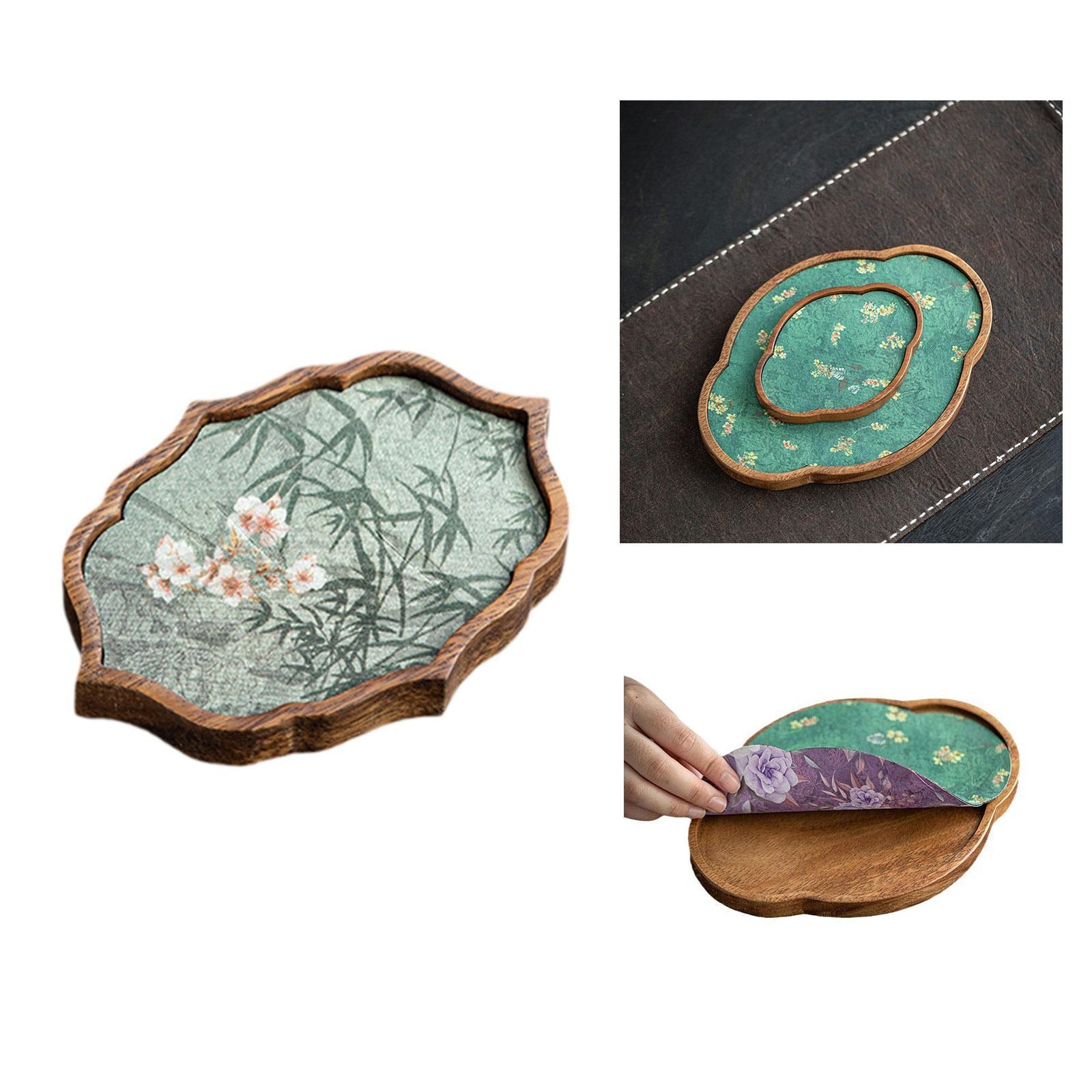 Tea Tray Accessory Wood Serving Platter for Coffee Table Snacks Dinner Small Cloud