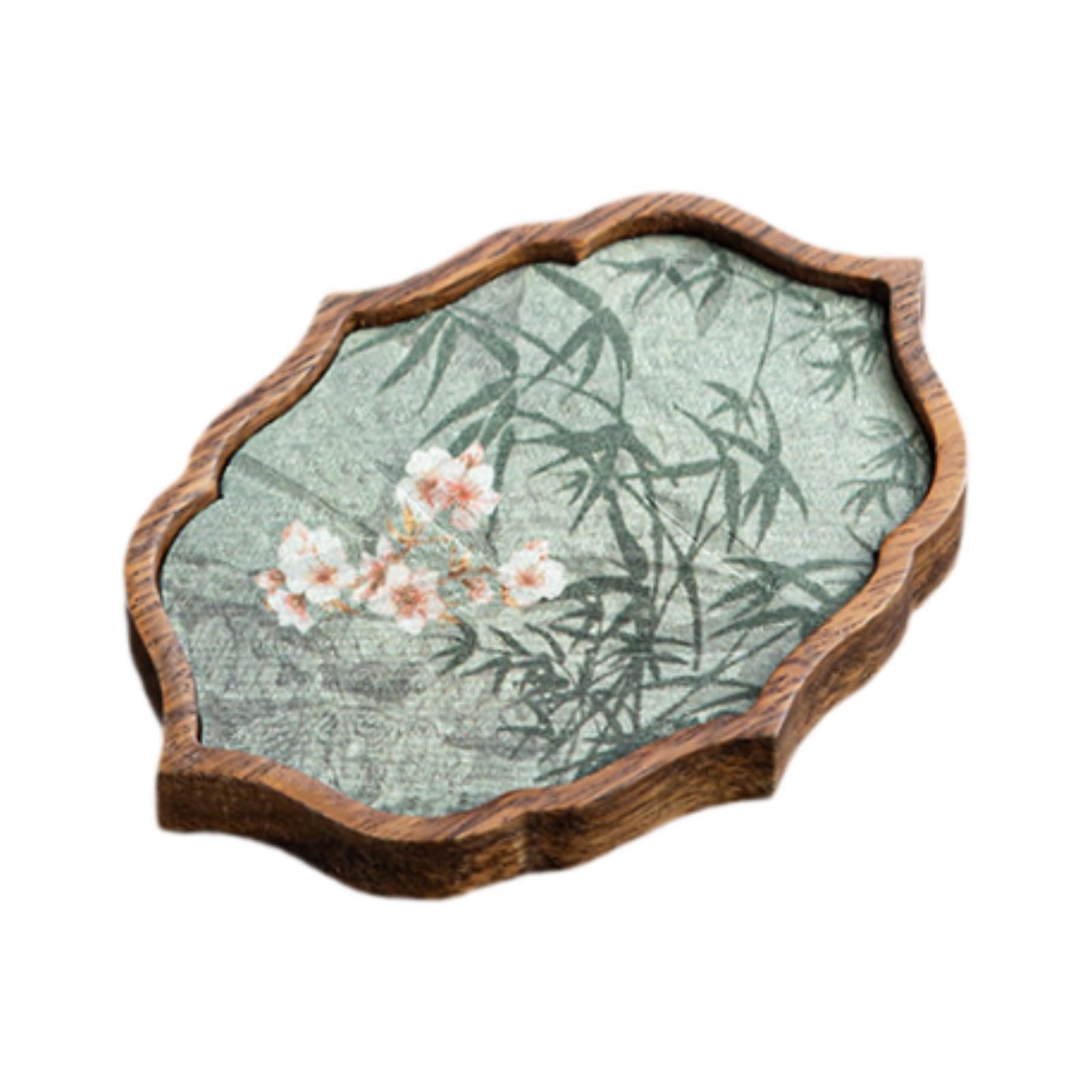 Tea Tray Accessory Wood Serving Platter for Coffee Table Snacks Dinner Small Cloud