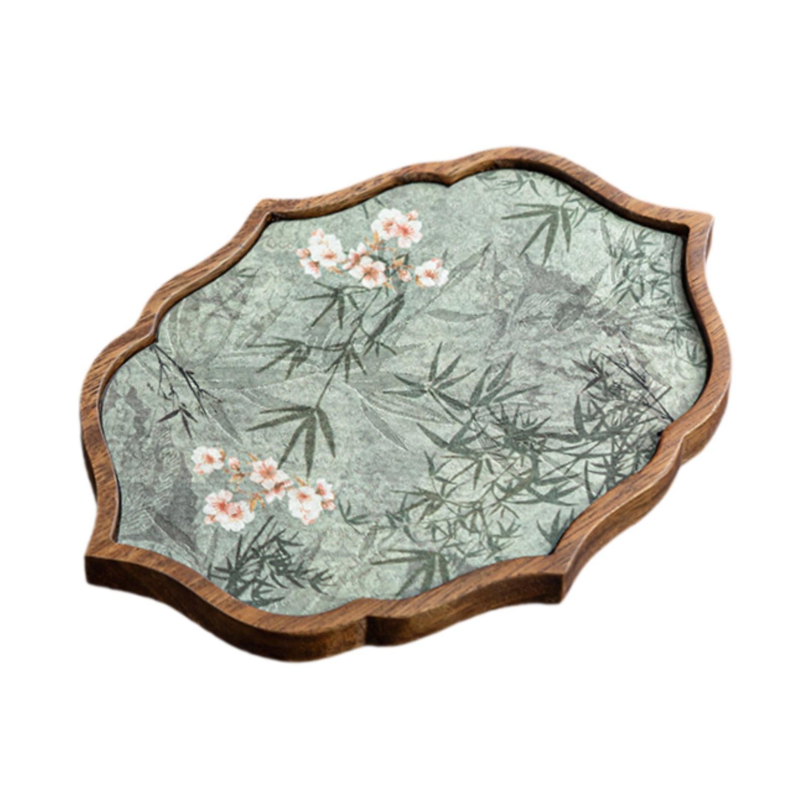 Tea Tray Accessory Wood Serving Platter for Coffee Table Snacks Dinner Large Cloud