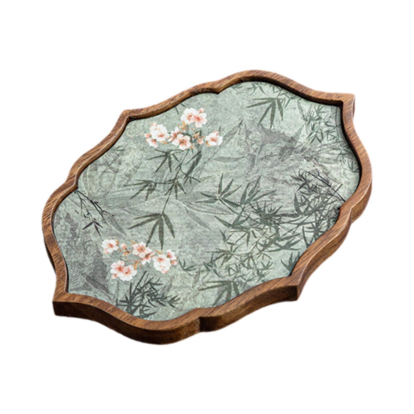 Tea Tray Accessory Wood Serving Platter for Coffee Table Snacks Dinner Large Cloud