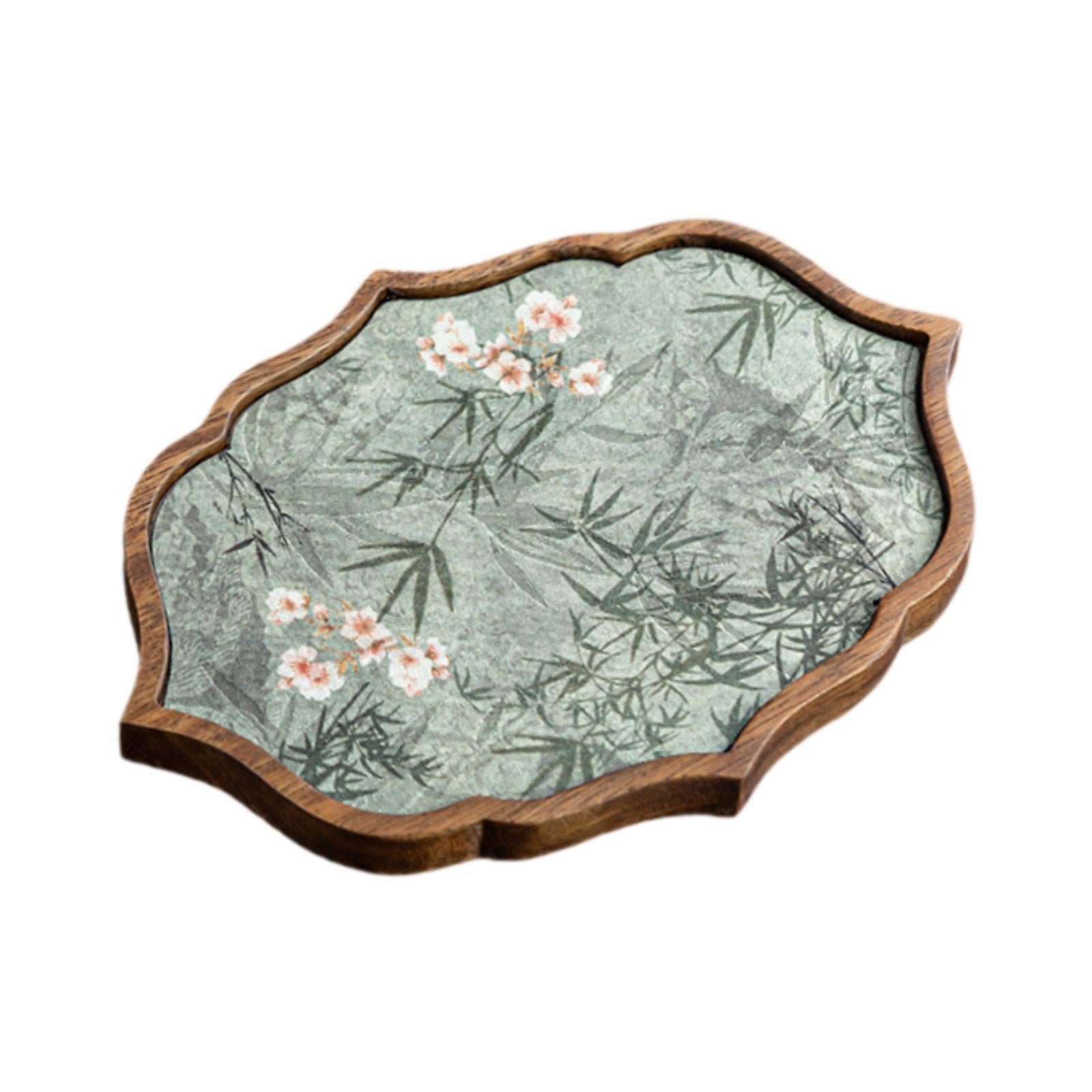 Tea Tray Accessory Wood Serving Platter for Coffee Table Snacks Dinner Large Cloud