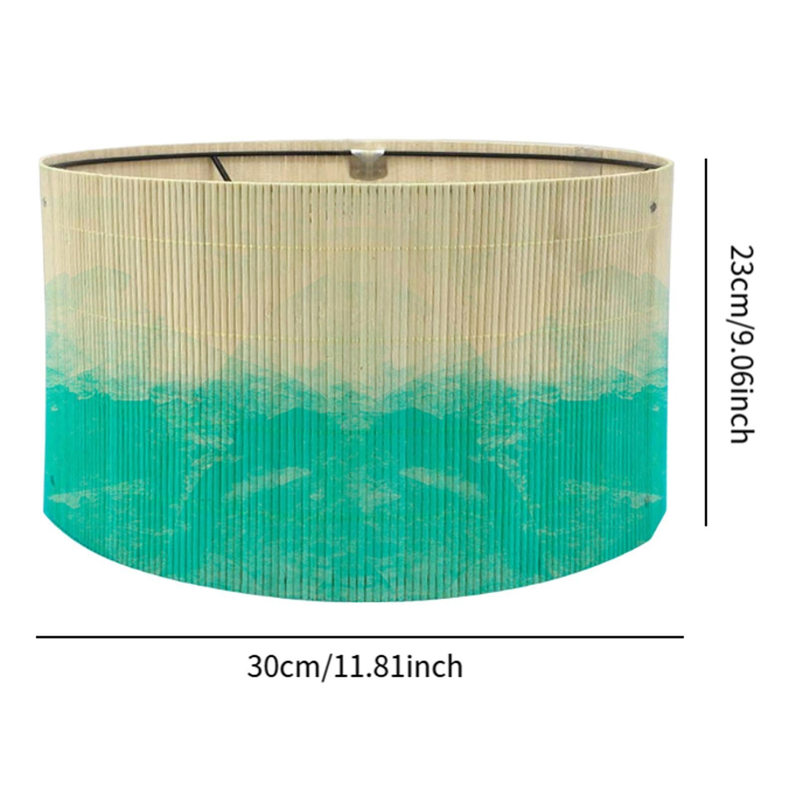 Gradient Bamboo Lamp Shade Boho Replaceable Light Cover Chandelier Lampshade Gradient Blue