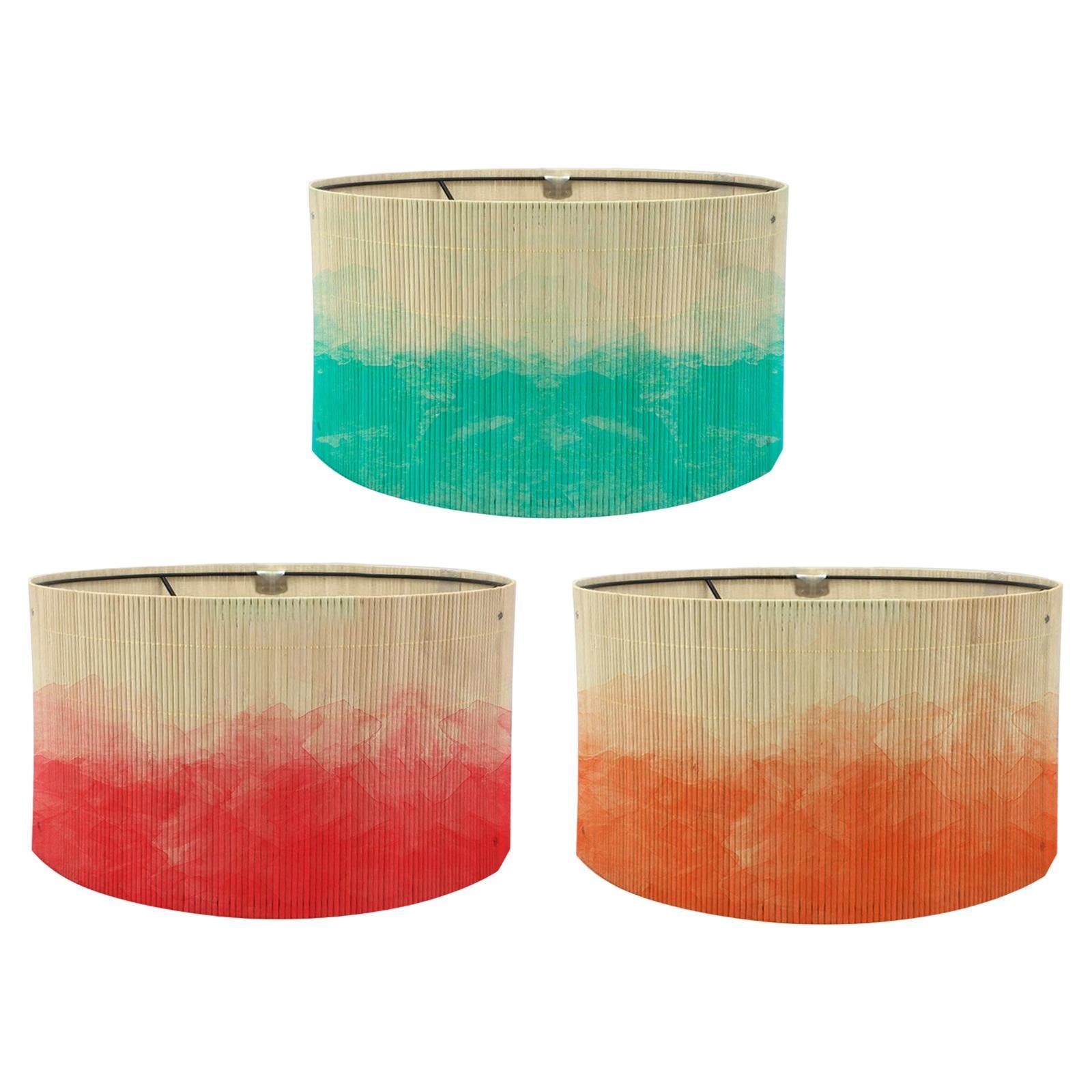 Gradient Bamboo Lamp Shade Boho Replaceable Light Cover Chandelier Lampshade Gradient Blue