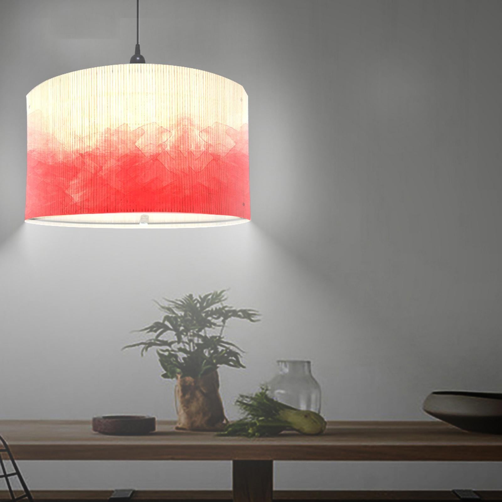 Gradient Bamboo Lamp Shade Boho Replaceable Light Cover Chandelier Lampshade Gradient Red