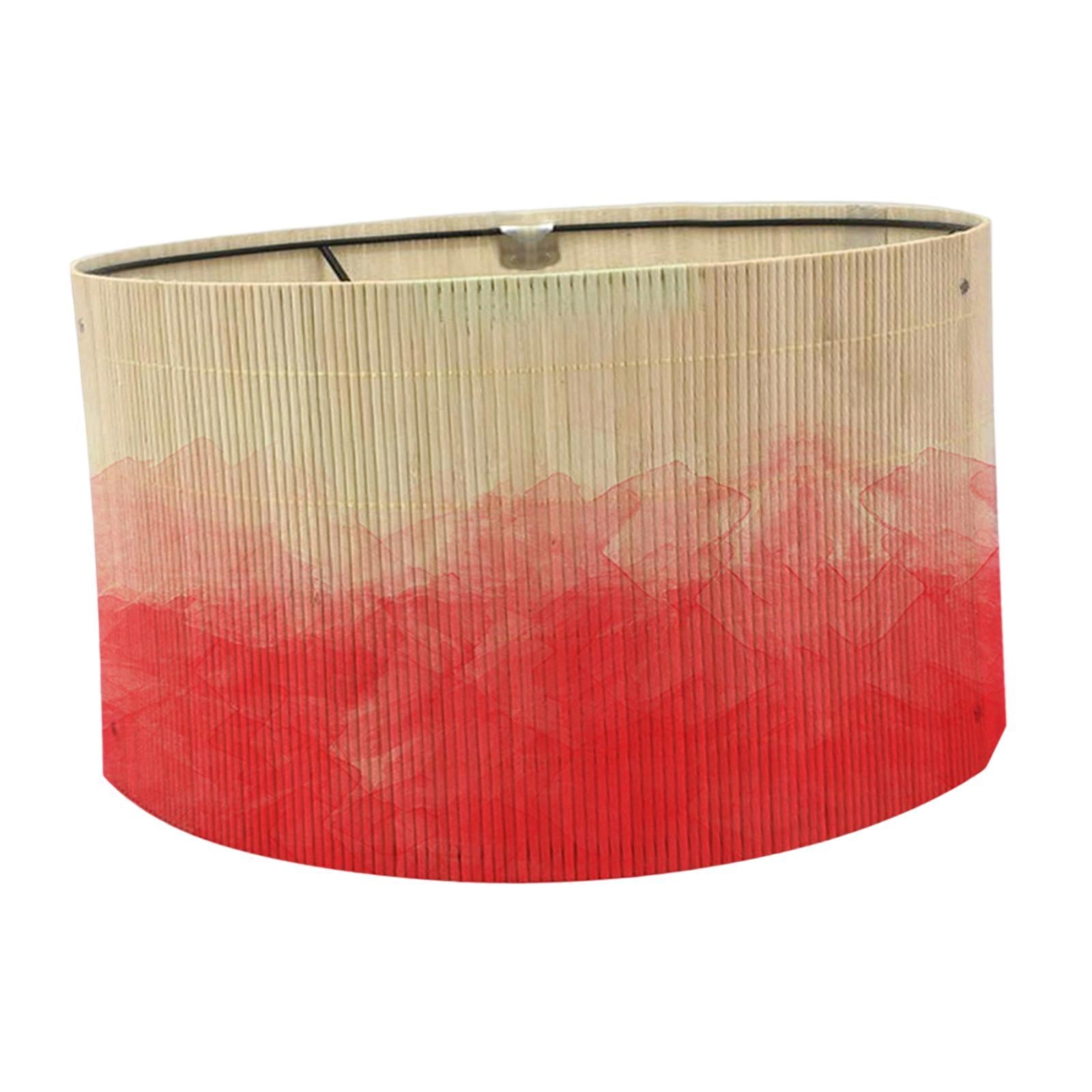 Gradient Bamboo Lamp Shade Boho Replaceable Light Cover Chandelier Lampshade Gradient Red