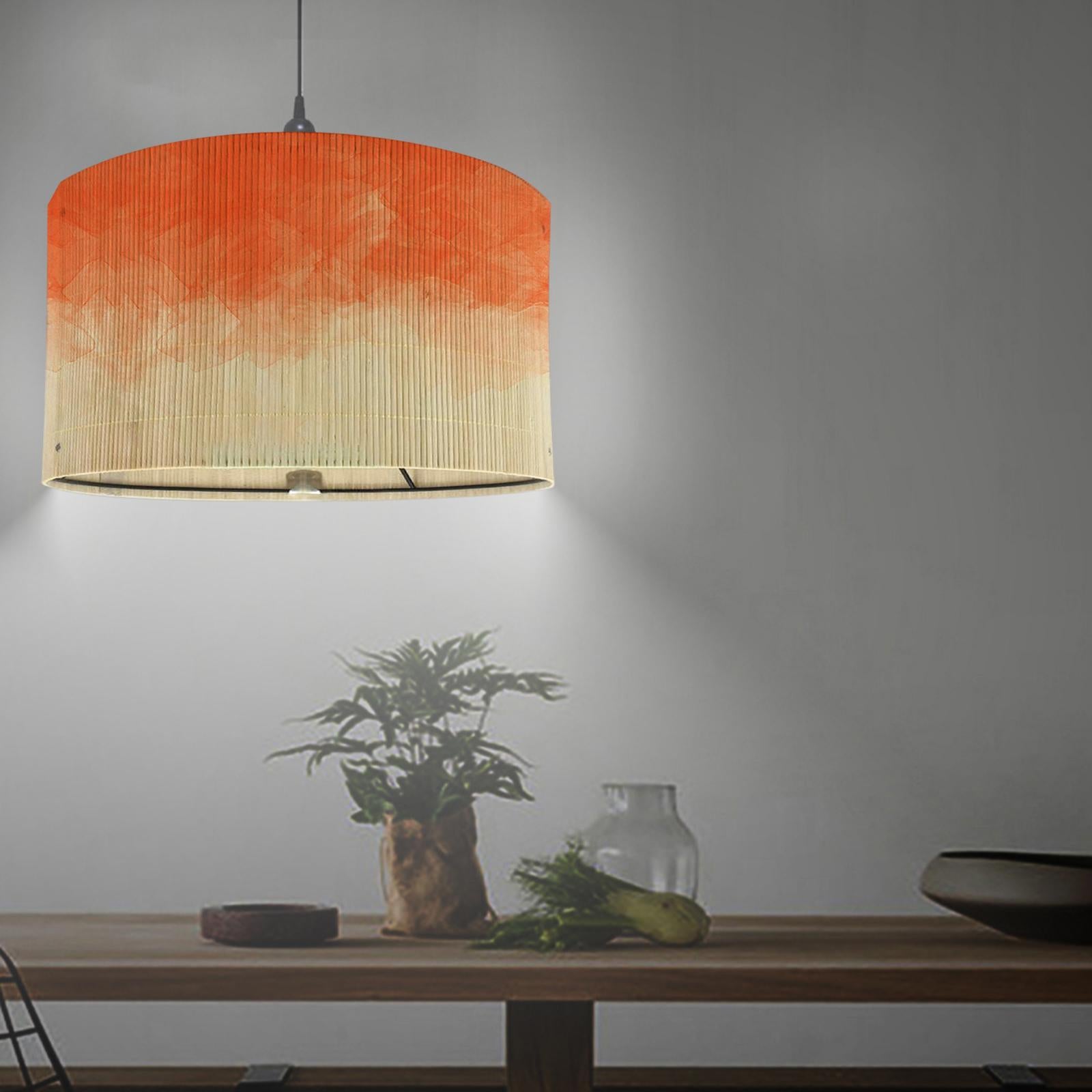 Gradient Bamboo Lamp Shade Boho Replaceable Light Cover Chandelier Lampshade Gradient Orange