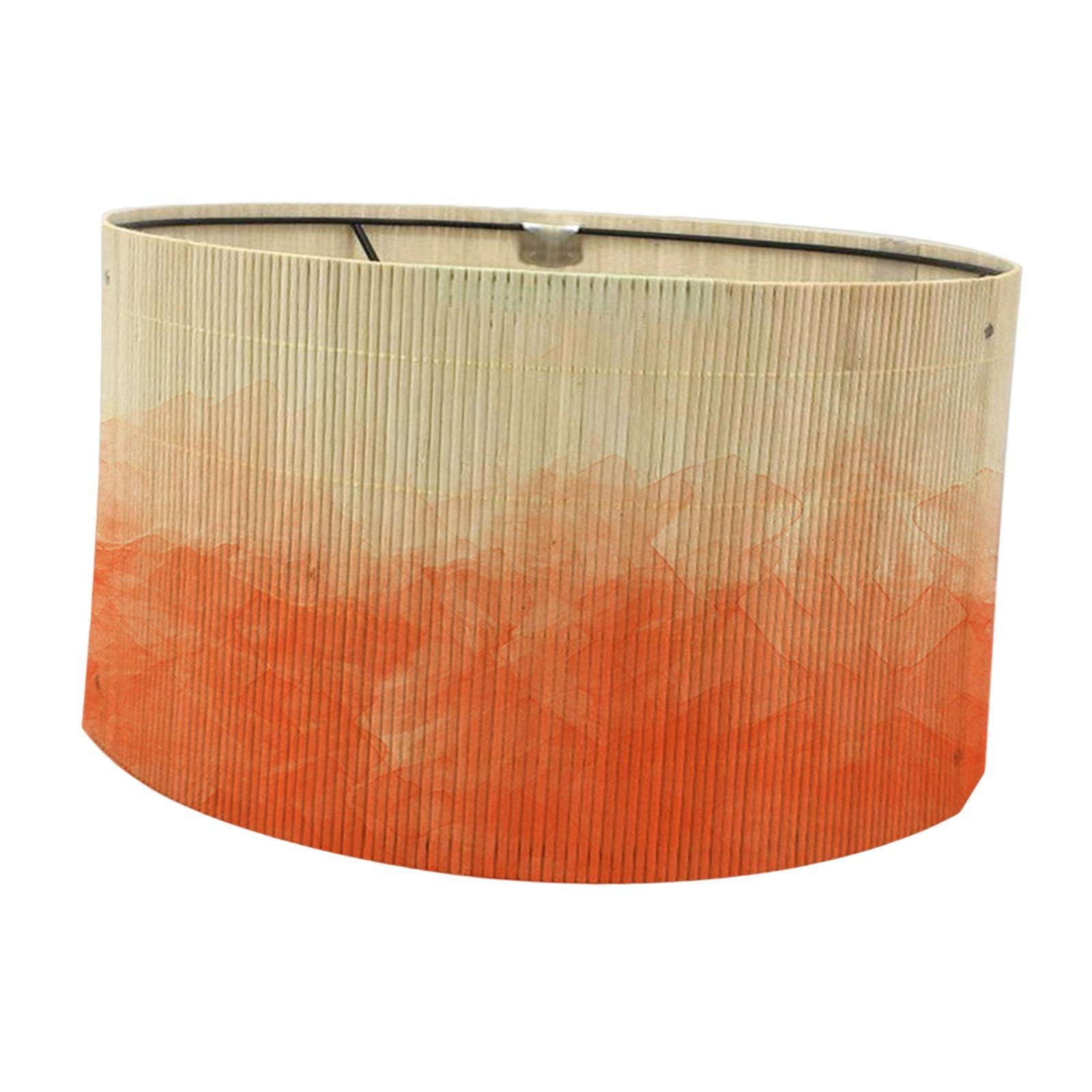 Gradient Bamboo Lamp Shade Boho Replaceable Light Cover Chandelier Lampshade Gradient Orange