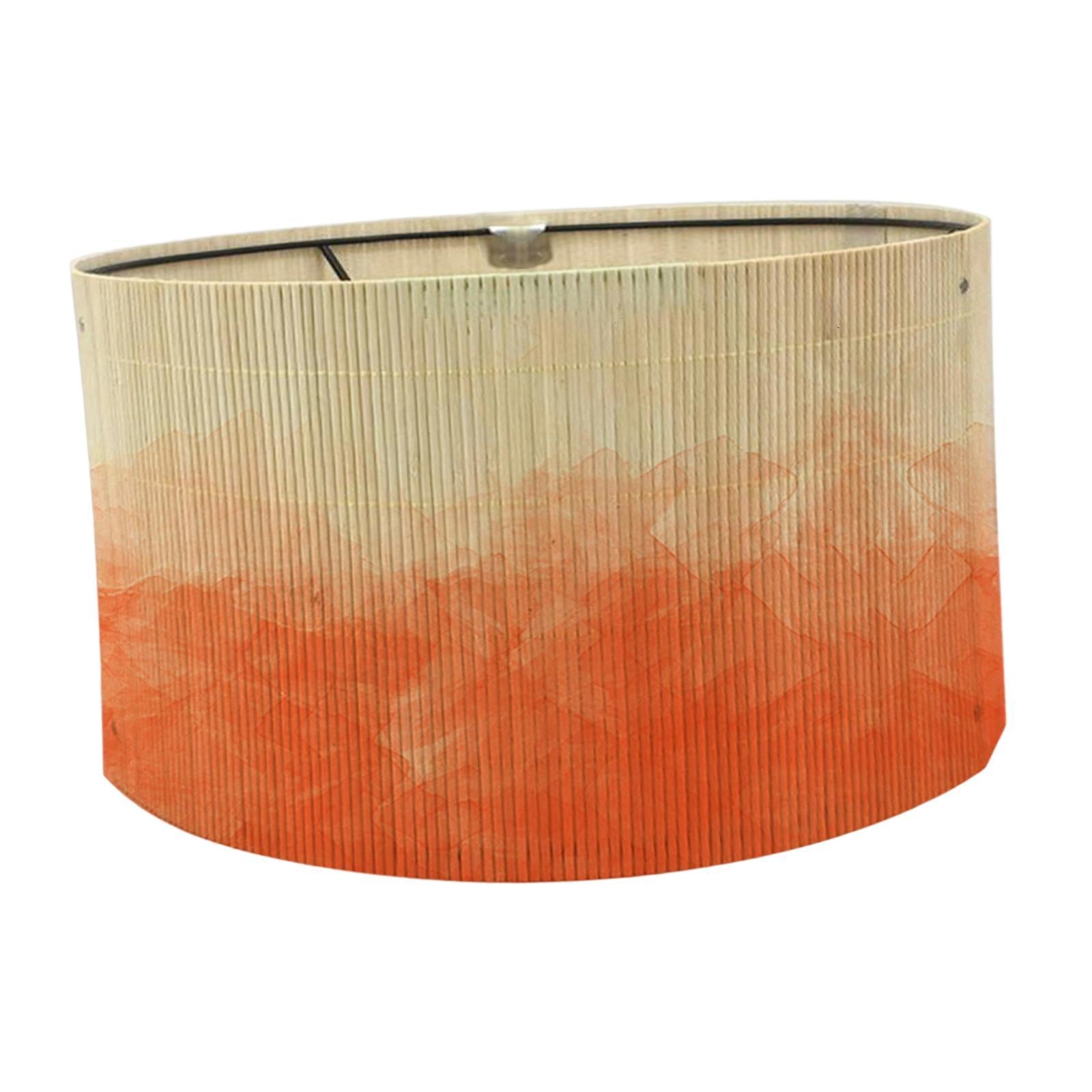 Gradient Bamboo Lamp Shade Boho Replaceable Light Cover Chandelier Lampshade Gradient Orange