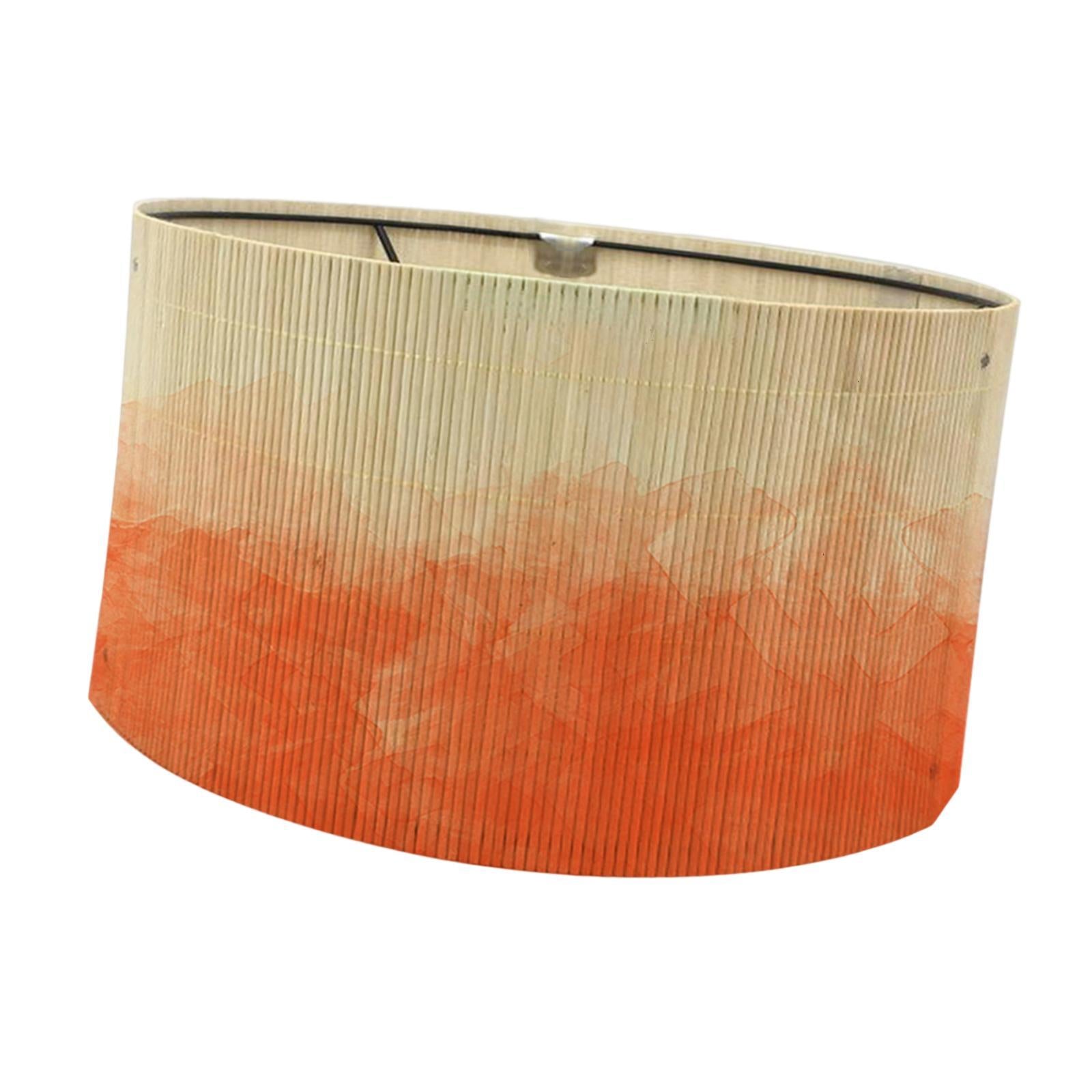 Gradient Bamboo Lamp Shade Boho Replaceable Light Cover Chandelier Lampshade Gradient Orange