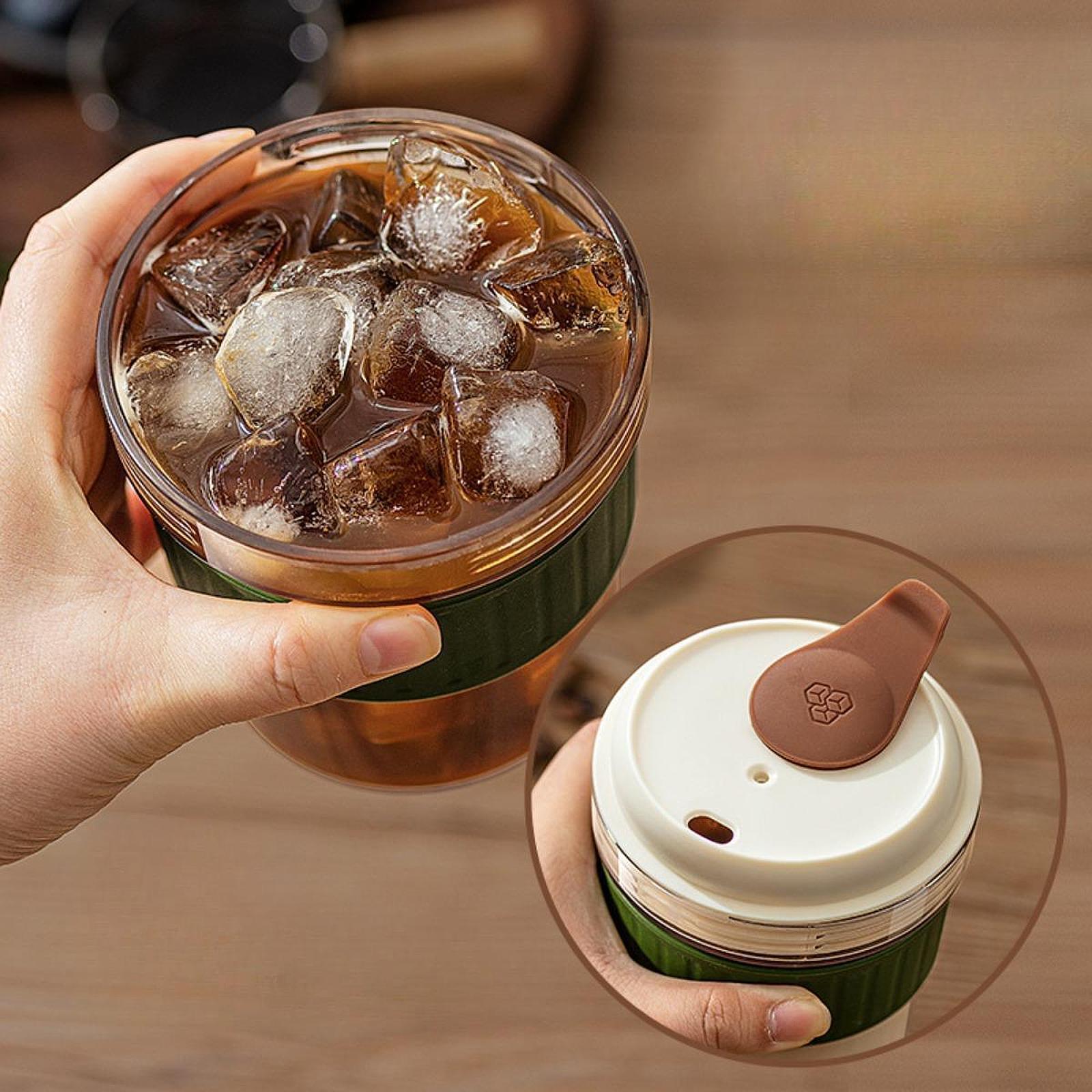 Iced Coffee Cup with Ice Tray Bottle Ice Drink Mug Tumbler Iced Beverage Cup